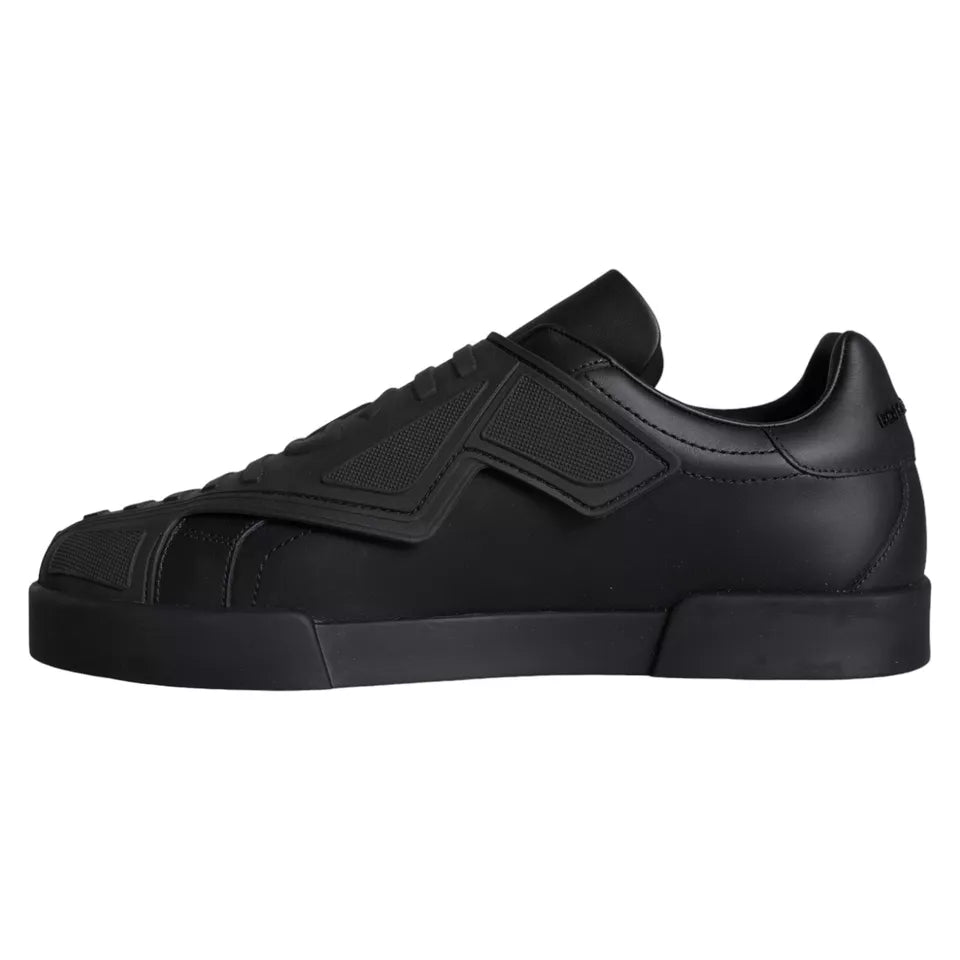 Dolce & Gabbana Schwarz Lace Up Wave Low Top Sneakers Männer Schuhe