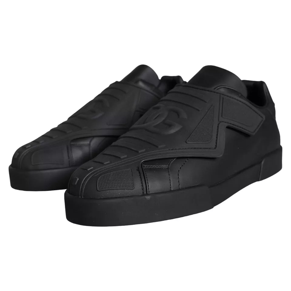 Dolce & Gabbana Schwarz Lace Up Wave Low Top Sneakers Männer Schuhe