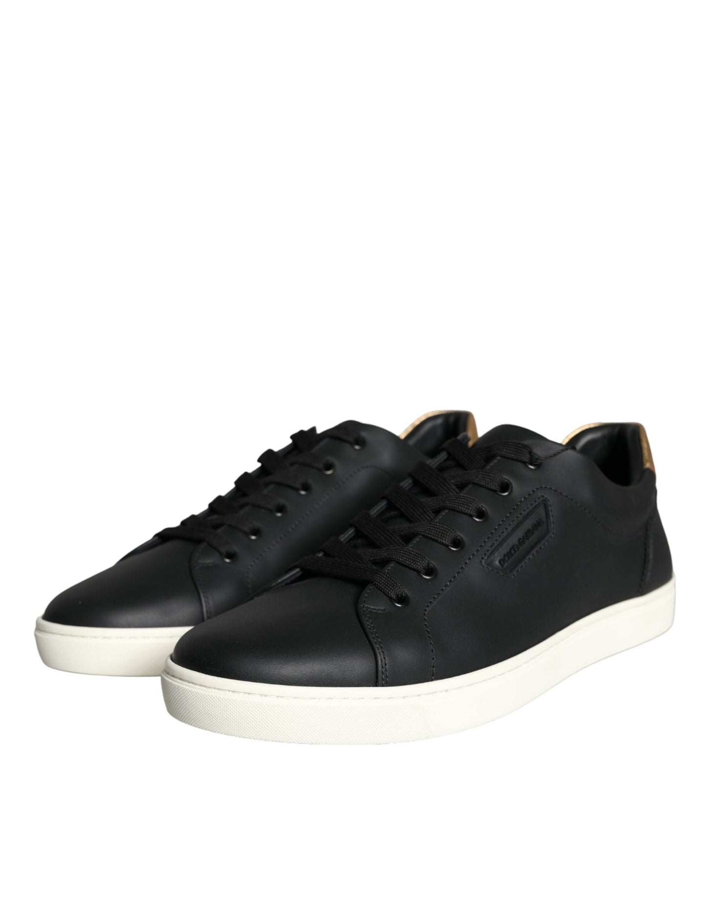 Dolce & Gabbana Schwarz Leder Portofino Low Top Sneakers Schuhe