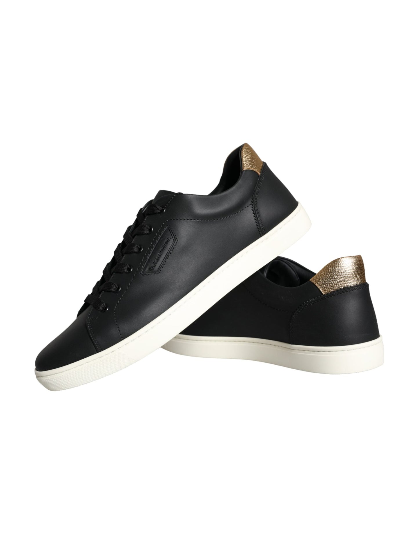 Dolce & Gabbana Schwarz Leder Portofino Low Top Sneakers Schuhe