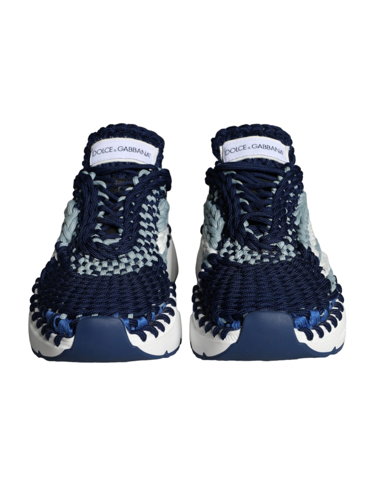 Dolce & Gabbana Blau Weiß Daymaster Crochet Low Top Turnschuhe Schuhe