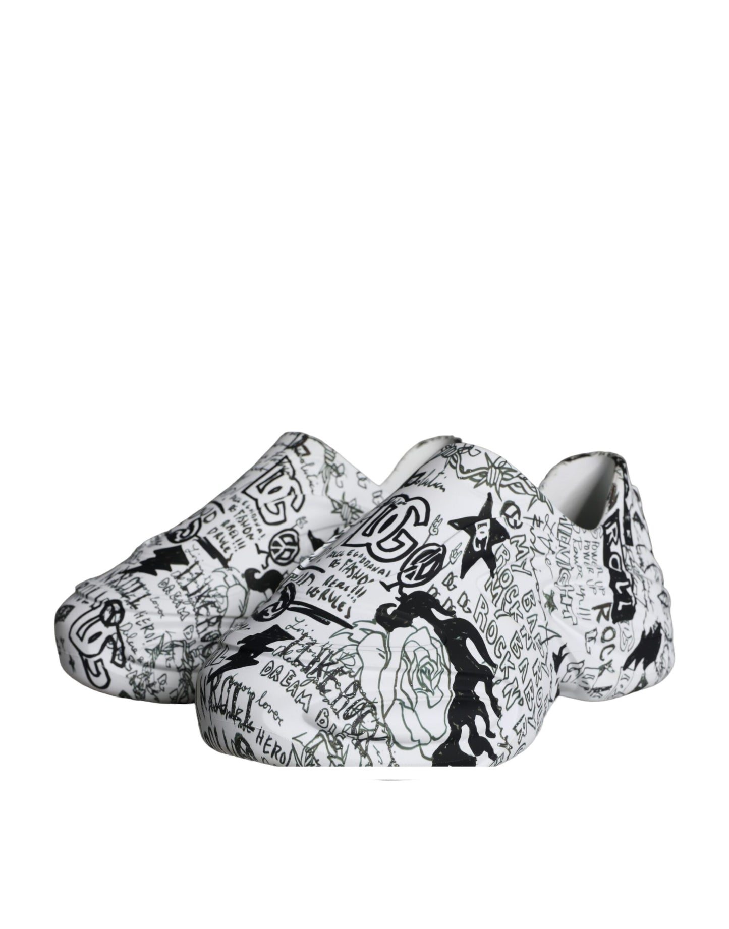 Dolce & Gabbana Weiß Schwarz Graffiti Daymaster Turnschuhe Schuhe