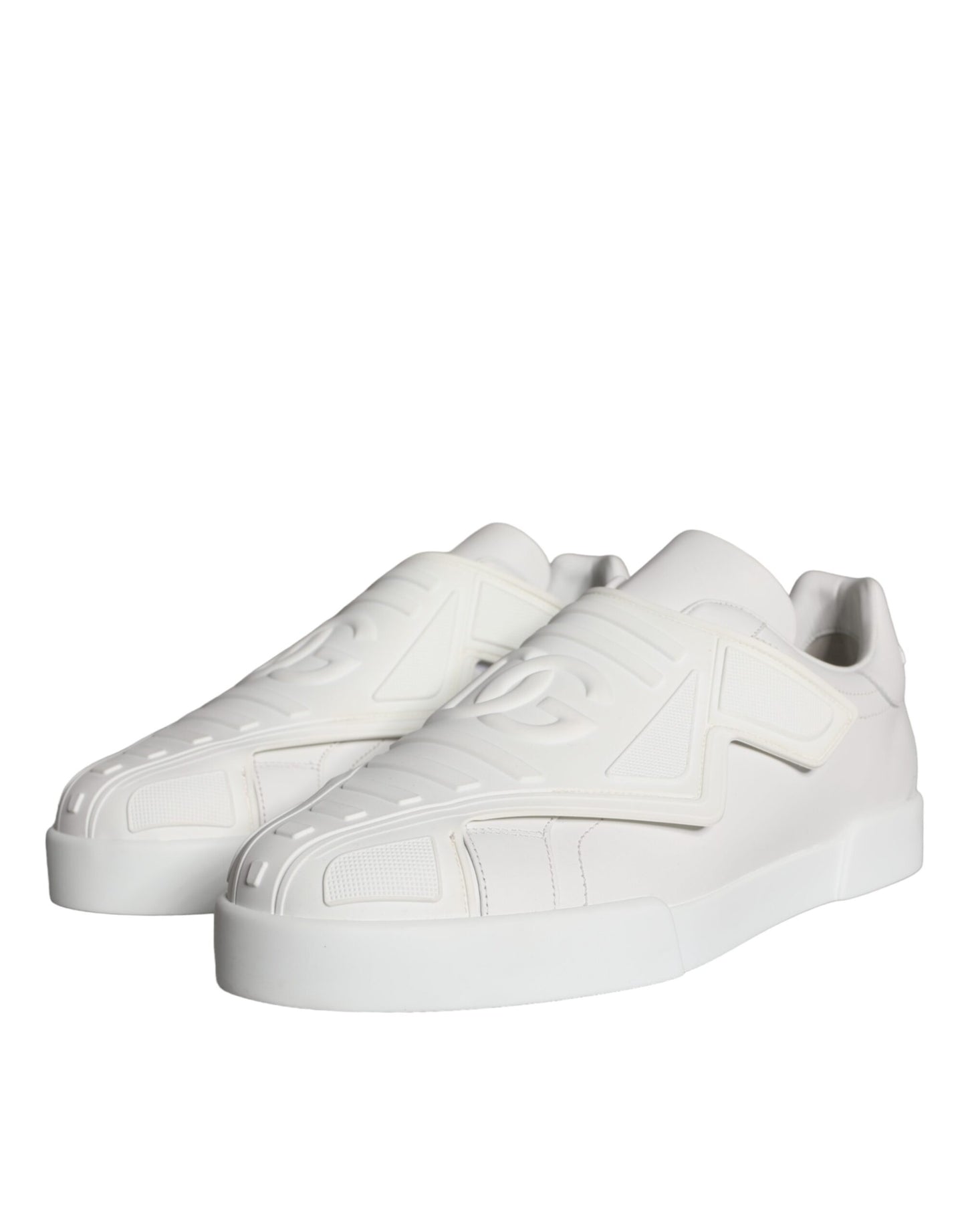 Dolce & Gabbana Schuhe Weiß Leder Slip On Low Top Sneakers