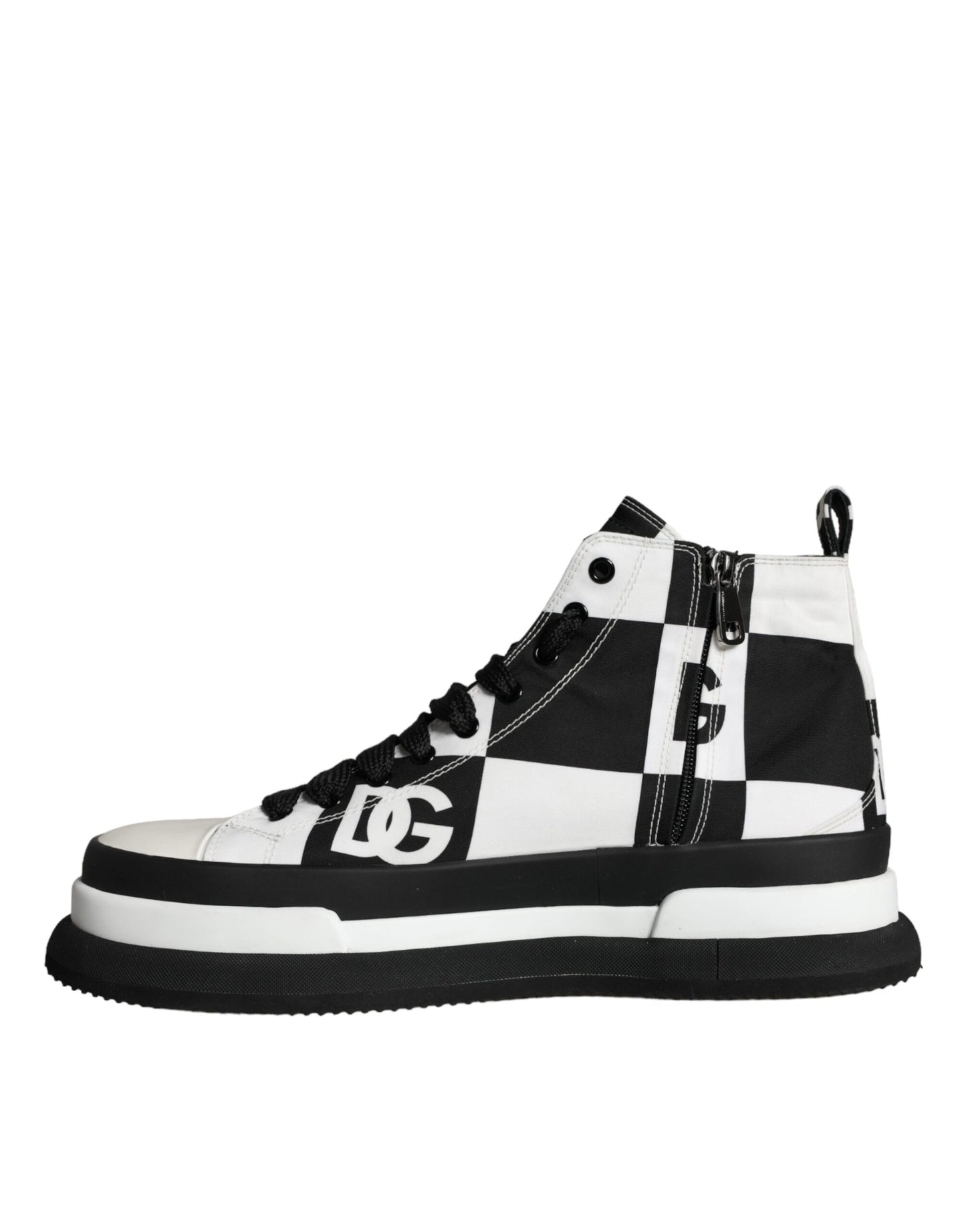 Dolce & Gabbana Schwarz Weiß Kariert High Top Sneakers Schuhe