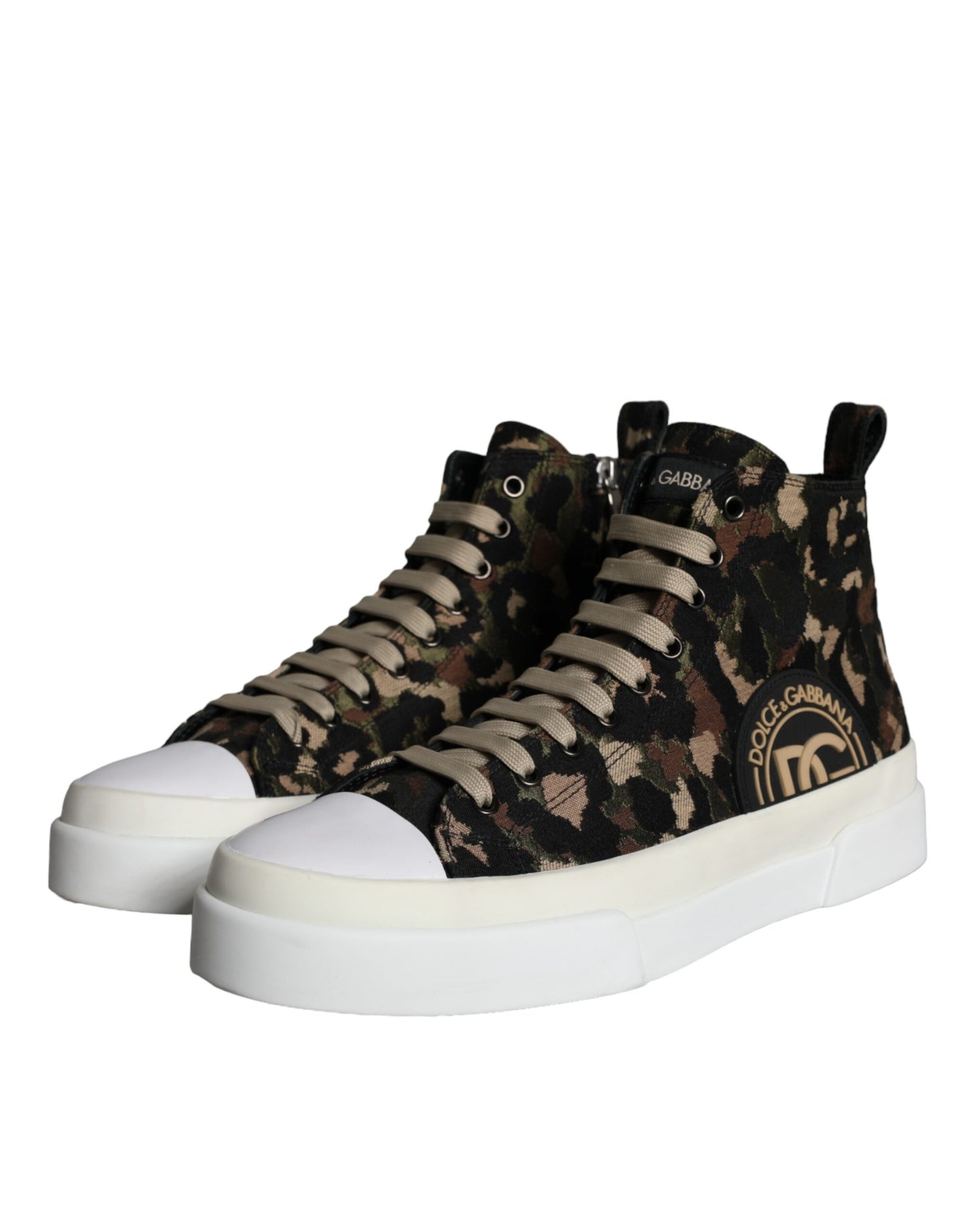 Dolce & Gabbana Multicolor Camouflage High Top Sneaker Schuhe