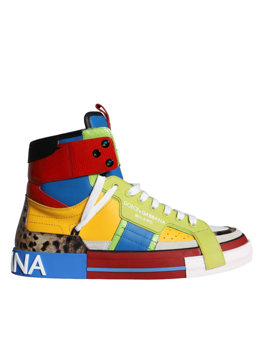 Dolce & Gabbana Multicolor Leder High Top Sneakers Schuhe