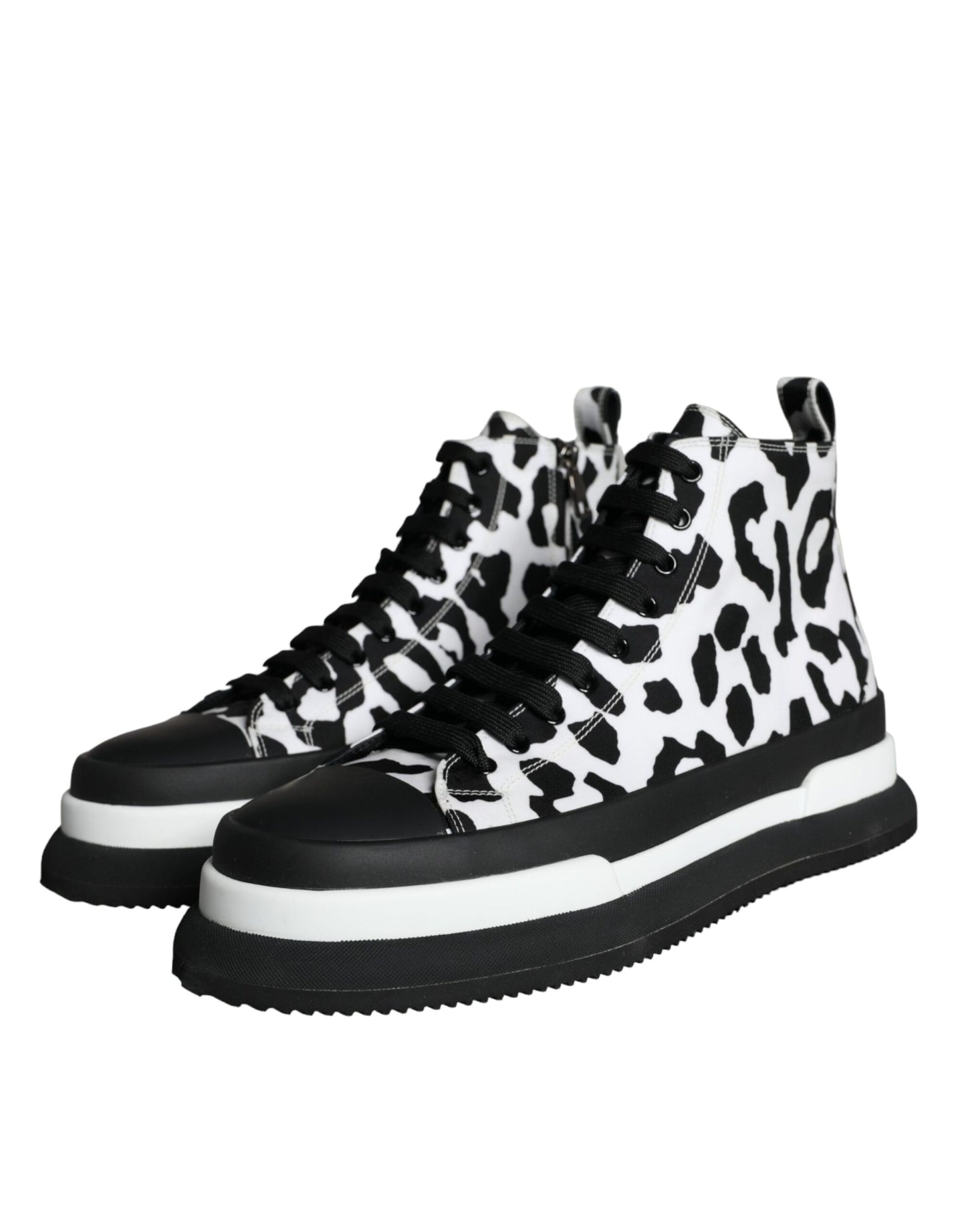 Dolce & Gabbana Schwarz Weiß Leopard High Top Sneaker Schuhe