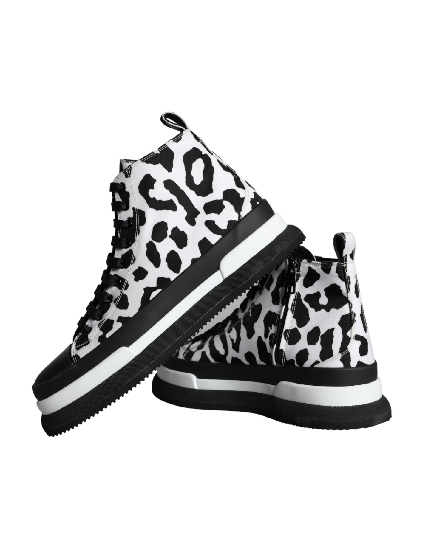 Dolce & Gabbana Schwarz Weiß Leopard High Top Sneaker Schuhe