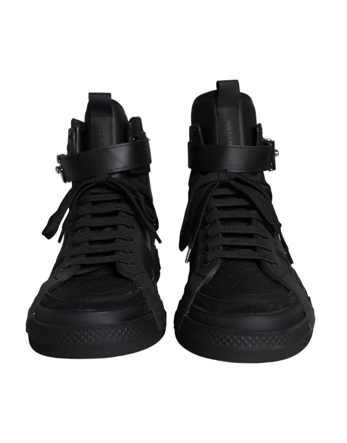 Dolce & Gabbana Schwarze Leder High Top Logo Sneakers Schuhe