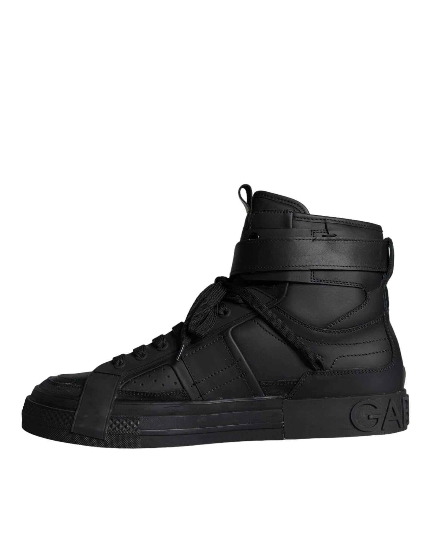 Dolce & Gabbana Schwarze Leder High Top Logo Sneakers Schuhe