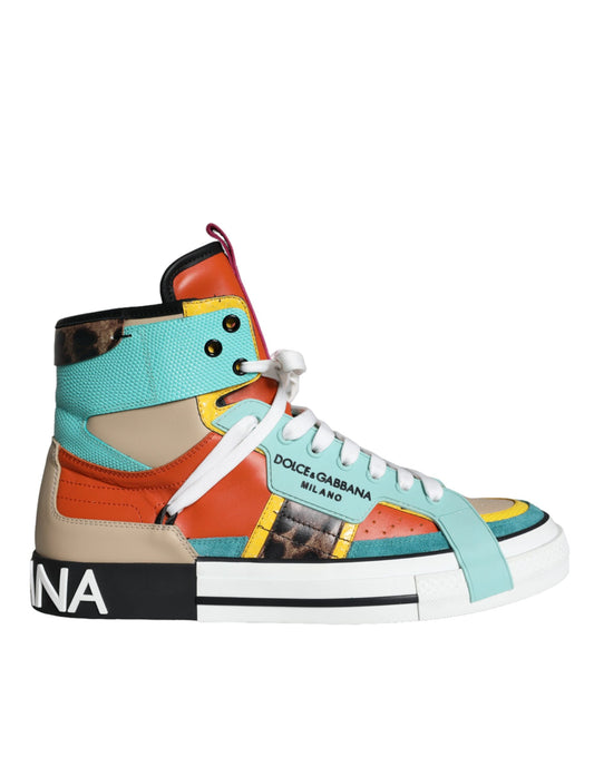 Dolce & Gabbana Multicolor Leder High Top Sneakers Schuhe