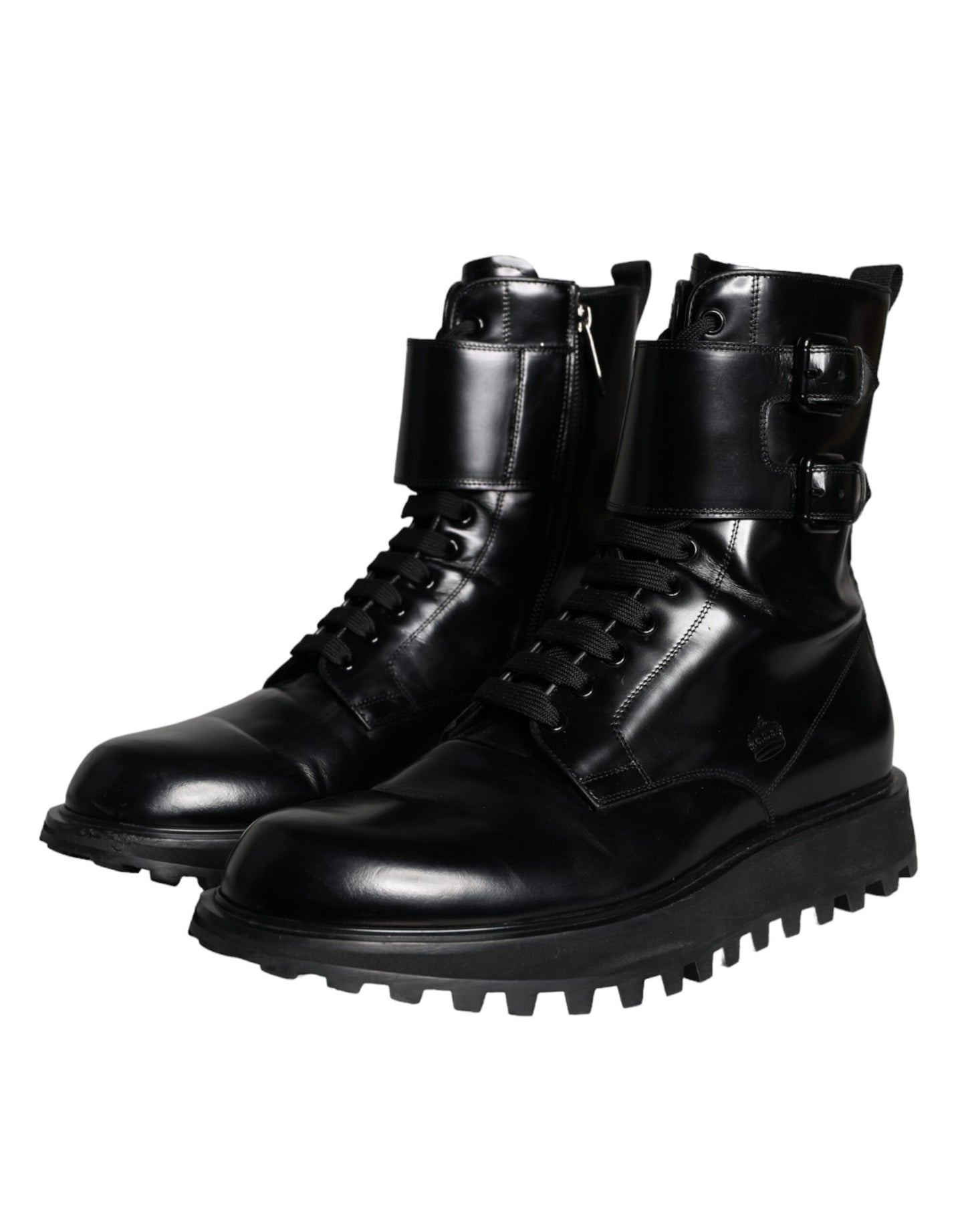 Dolce & Gabbana Schwarze Leder Schnürstiefel Männer Mid Calf Schuhe