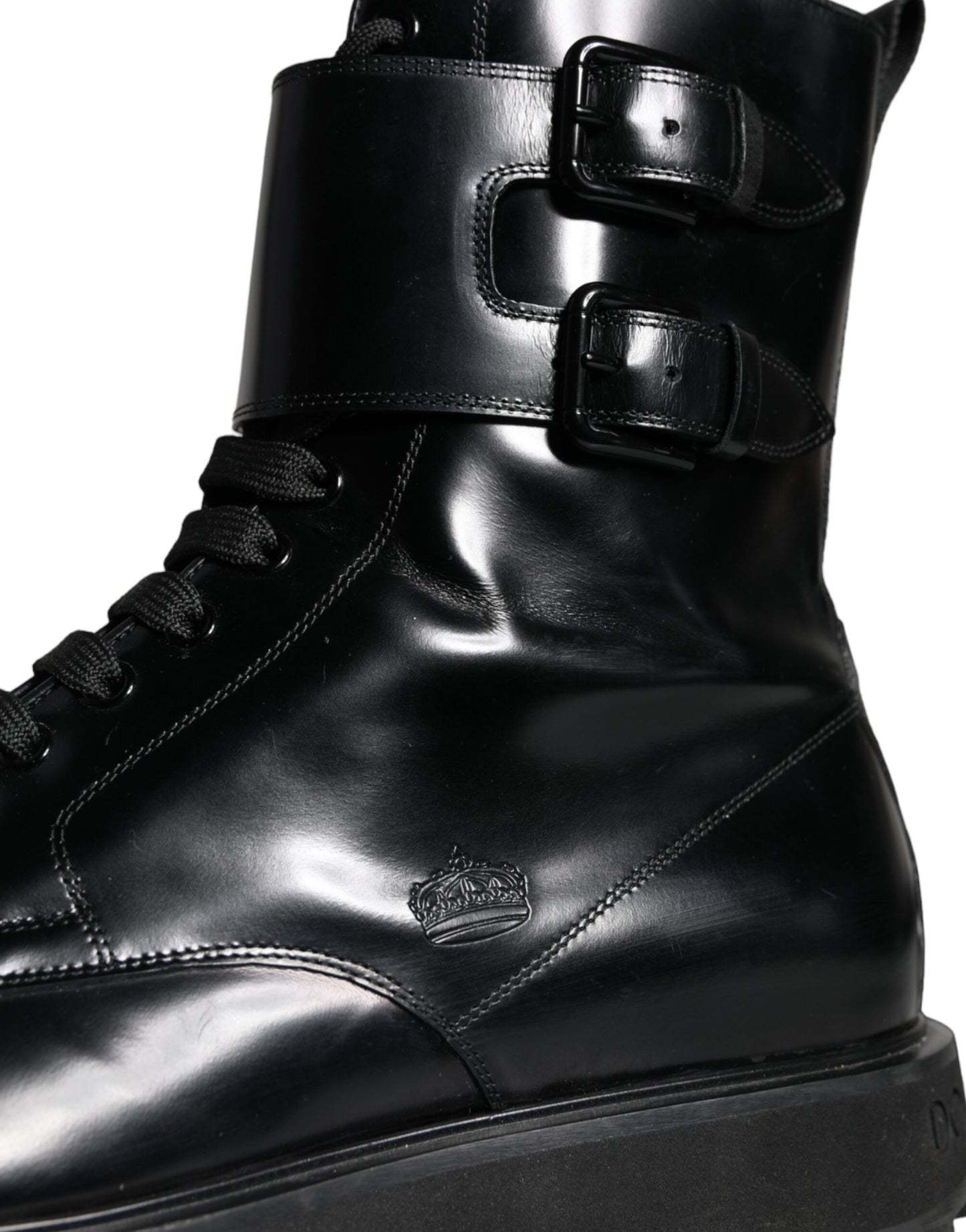 Dolce & Gabbana Schwarze Leder Schnürstiefel Männer Mid Calf Schuhe