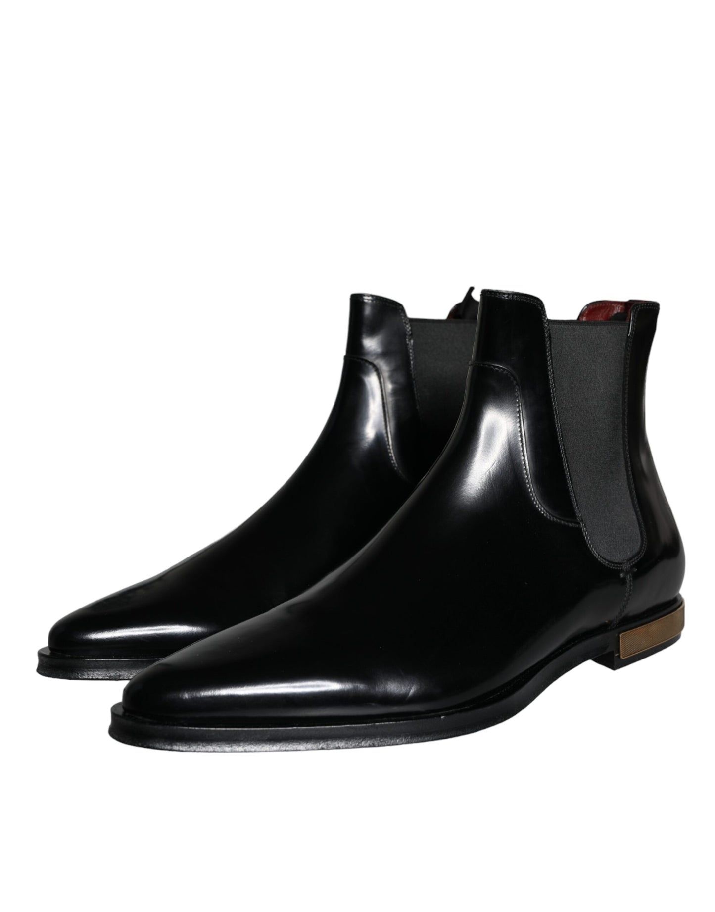 Dolce & Gabbana Schwarze Leder Chelsea-Stiefel Schuhe