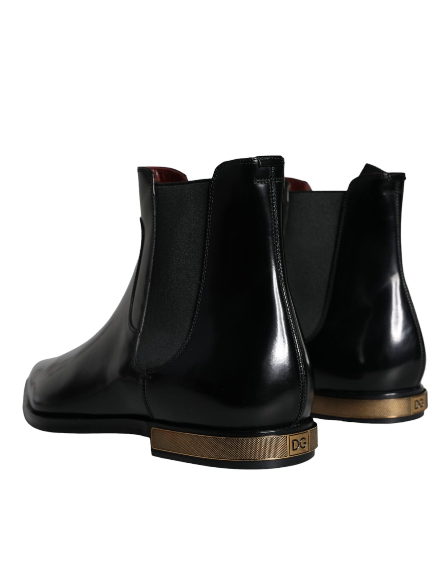 Dolce & Gabbana Schwarze Leder Chelsea-Stiefel Schuhe