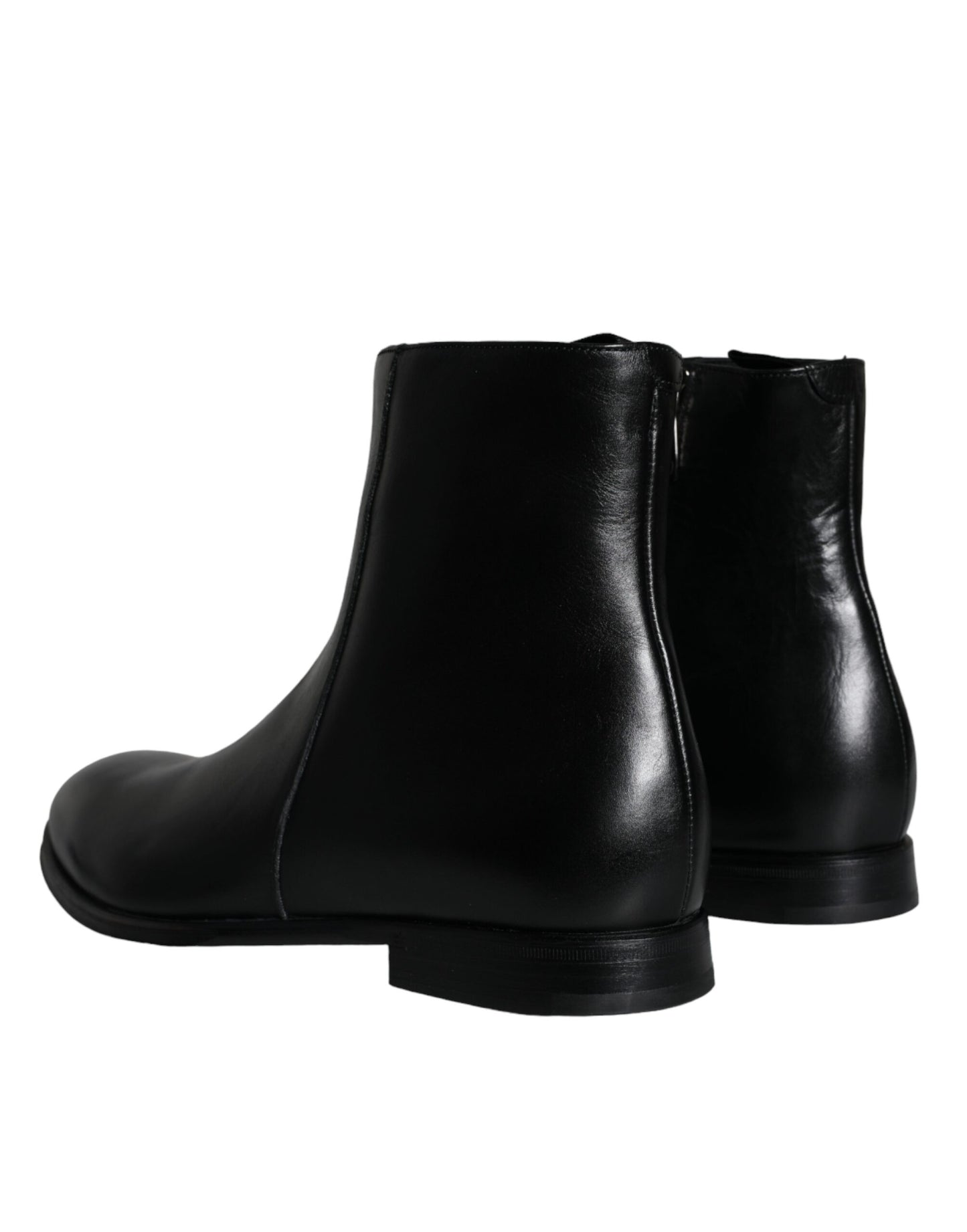 Dolce & Gabbana Schwarzes Kalbsleder Herrenstiefel Schuhe