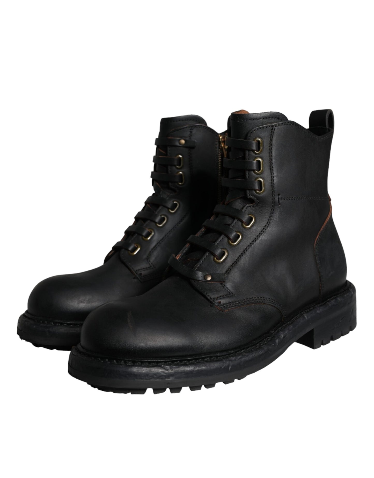 Dolce & Gabbana Schwarze Schnürstiefel Mid Calf Stiefel Männer Schuhe