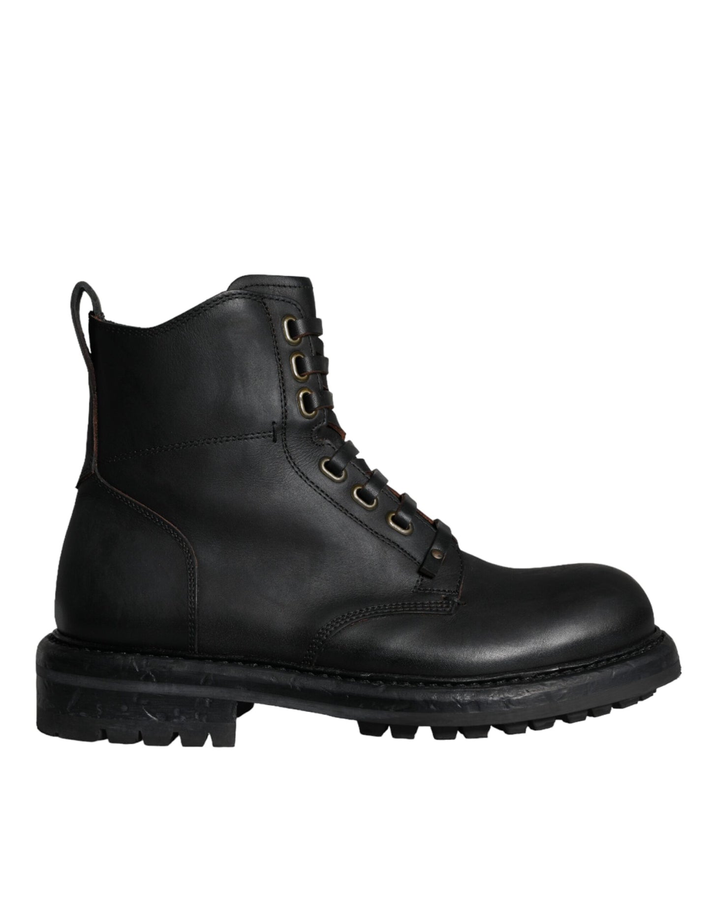 Dolce & Gabbana Schwarze Schnürstiefel Mid Calf Stiefel Männer Schuhe