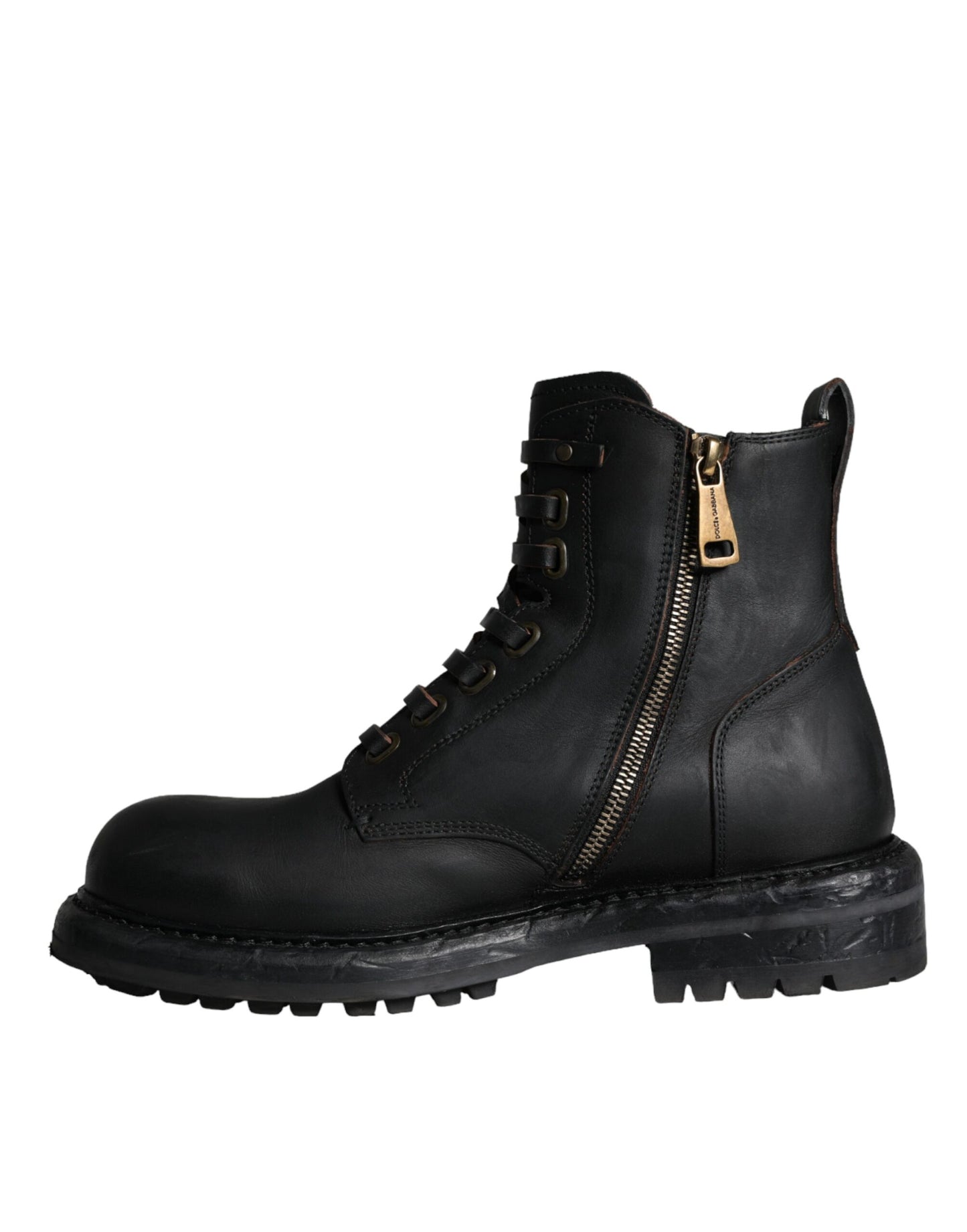 Dolce & Gabbana Schwarze Schnürstiefel Mid Calf Stiefel Männer Schuhe