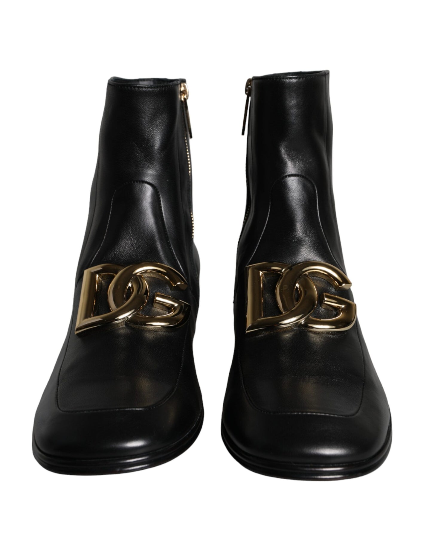 Dolce & Gabbana Schwarzes Lammfell Leder Männer Stiefeletten Schuhe