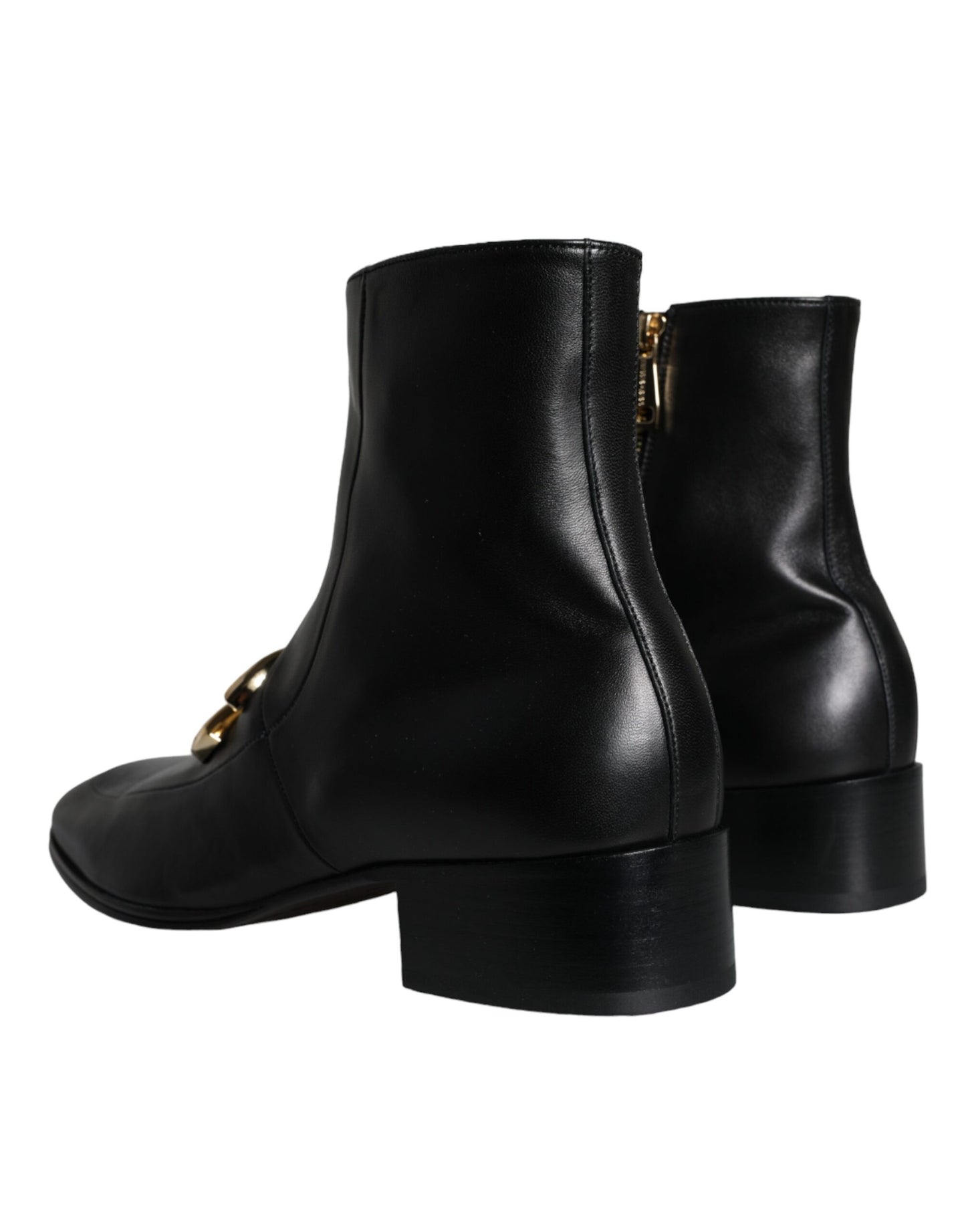 Dolce & Gabbana Schwarzes Lammfell Leder Männer Stiefeletten Schuhe