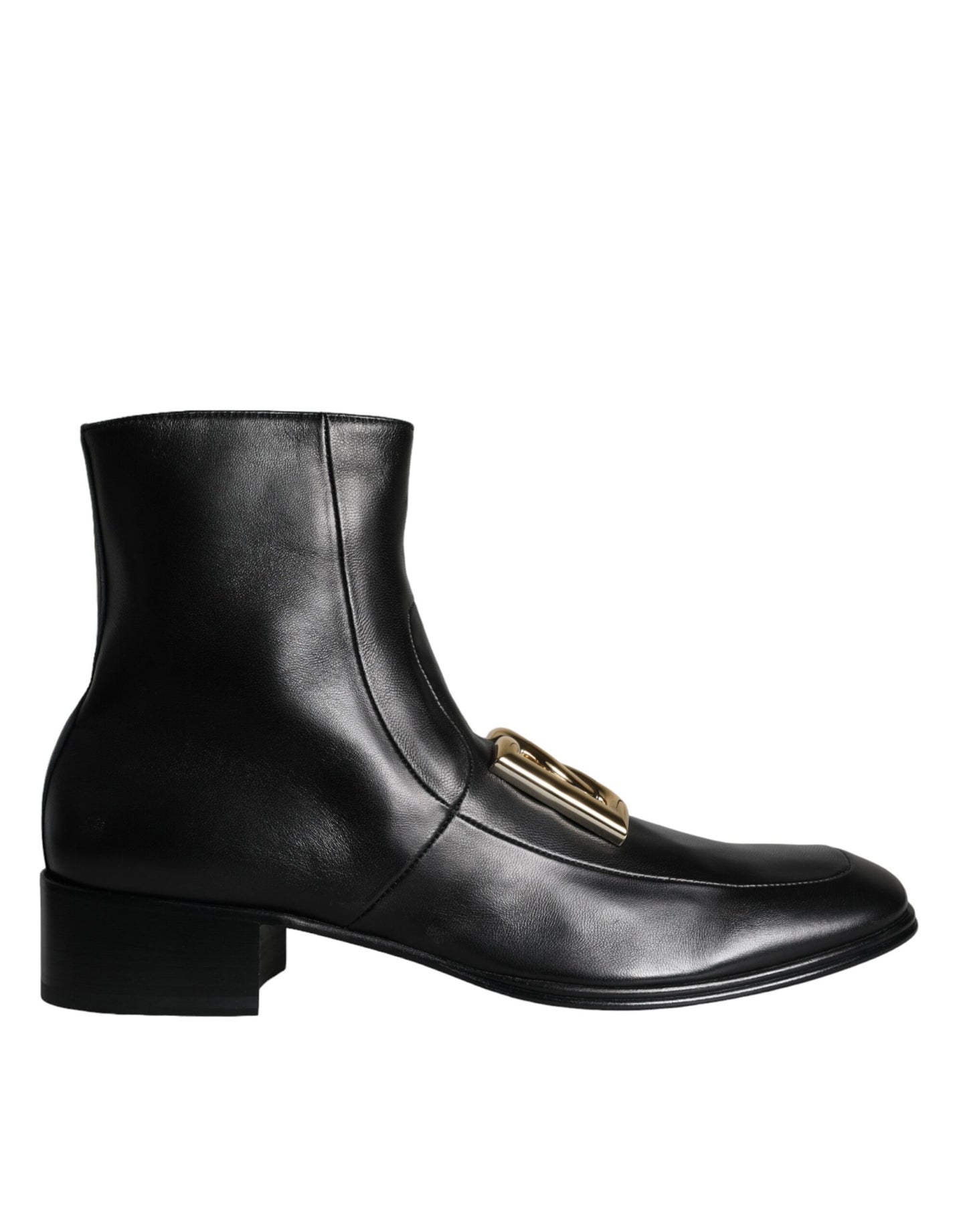 Dolce & Gabbana Schwarzes Lammfell Leder Männer Stiefeletten Schuhe