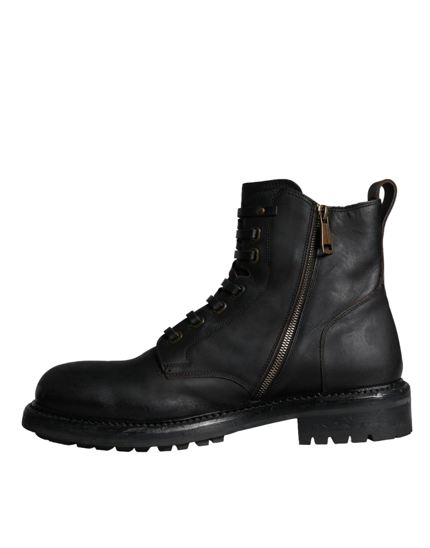 Dolce & Gabbana Schwarze Schnürstiefel Mid Calf Stiefel Männer Schuhe