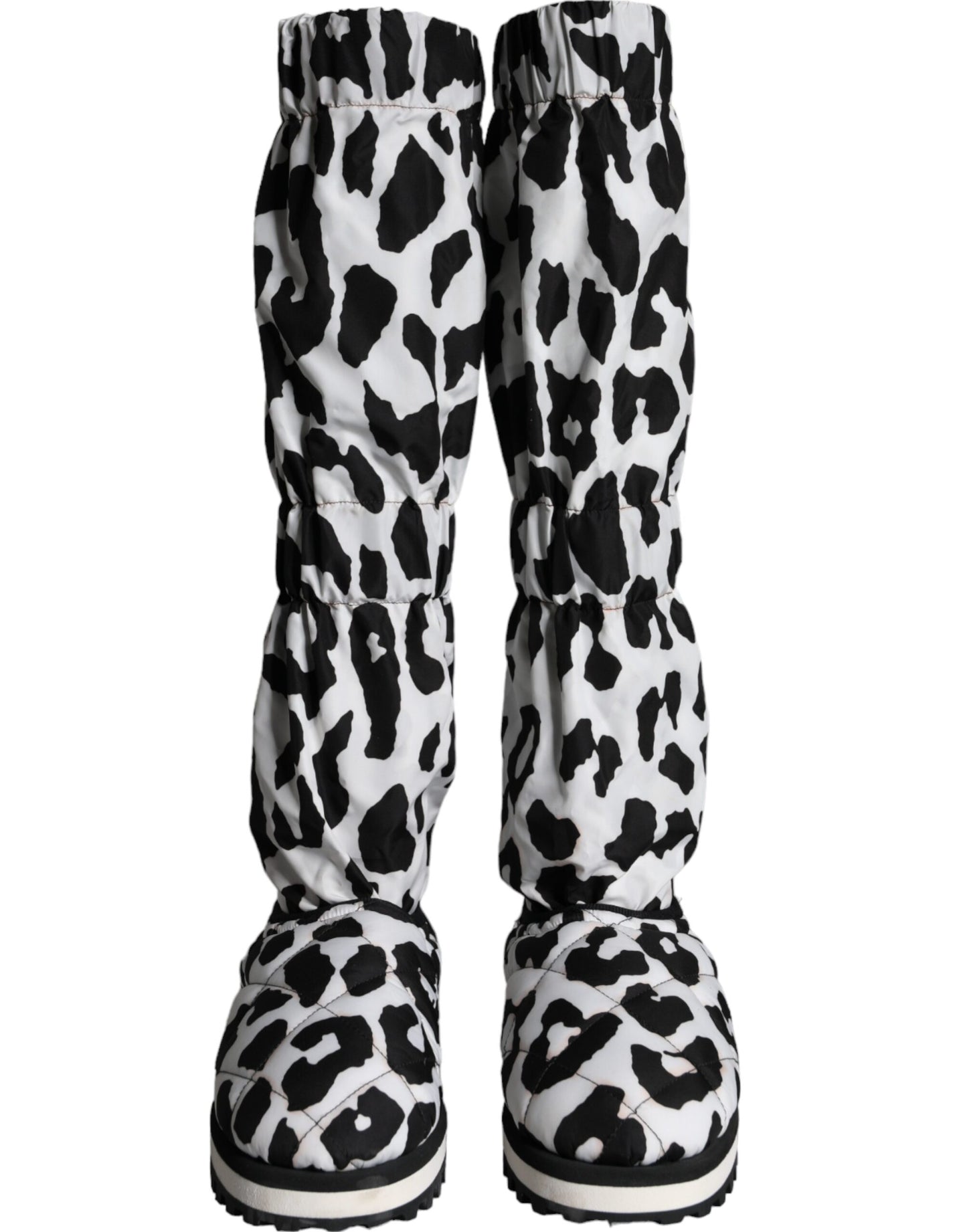 Dolce & Gabbana Schwarz Weiß Leopard Gesteppt Männer Stiefel Turnschuhe Schuhe