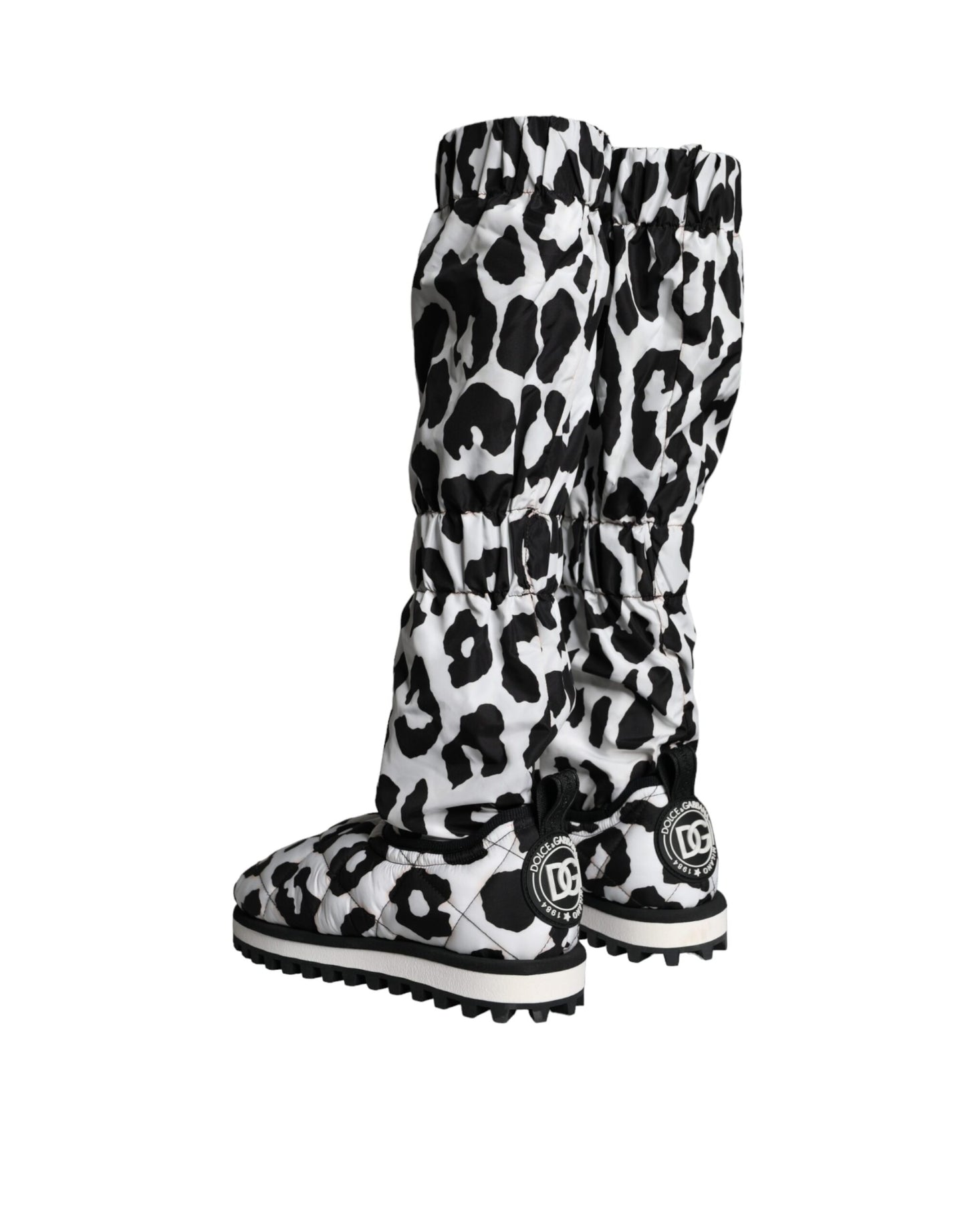 Dolce & Gabbana Schwarz Weiß Leopard Gesteppt Männer Stiefel Turnschuhe Schuhe