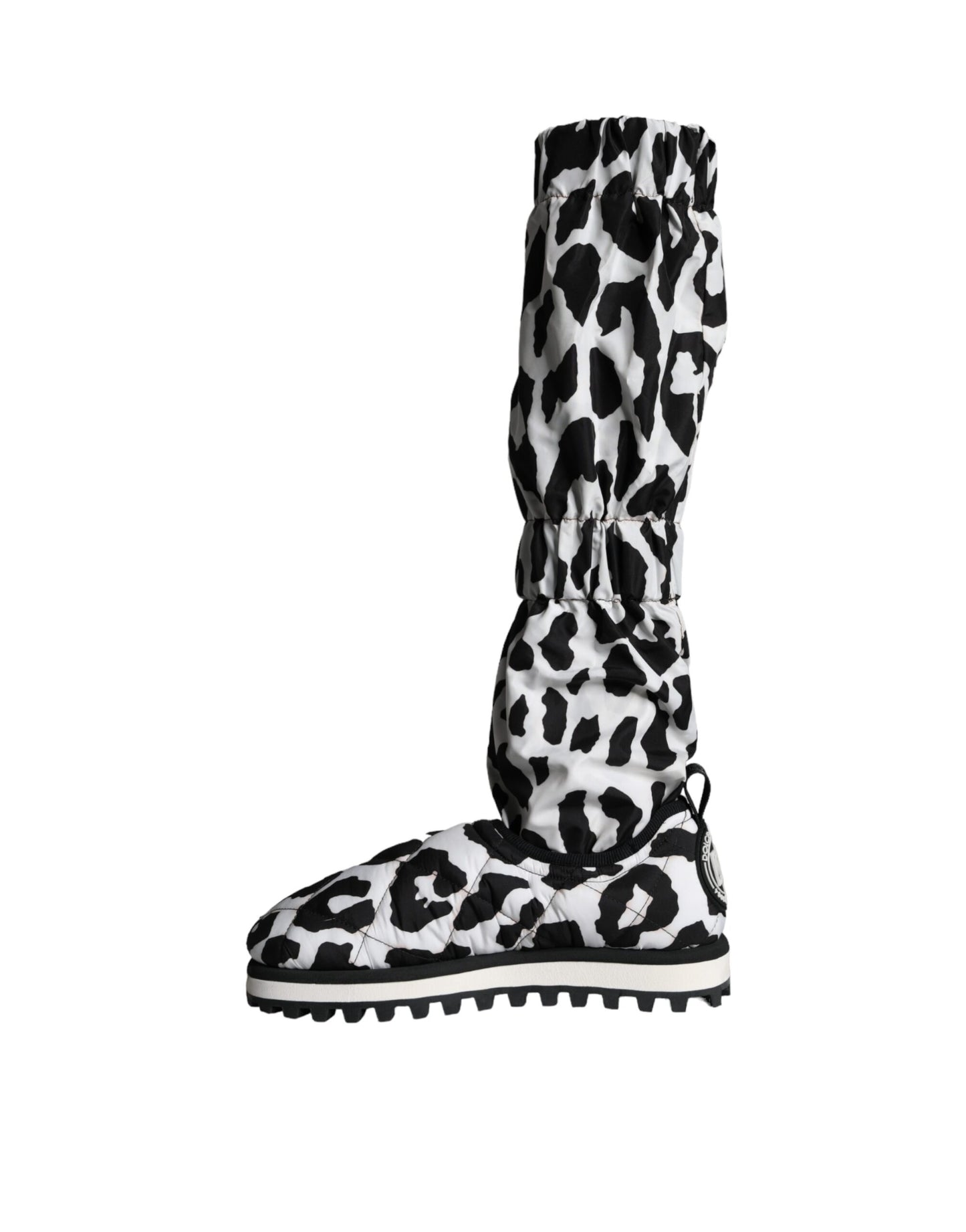 Dolce & Gabbana Schwarz Weiß Leopard Gesteppt Männer Stiefel Turnschuhe Schuhe