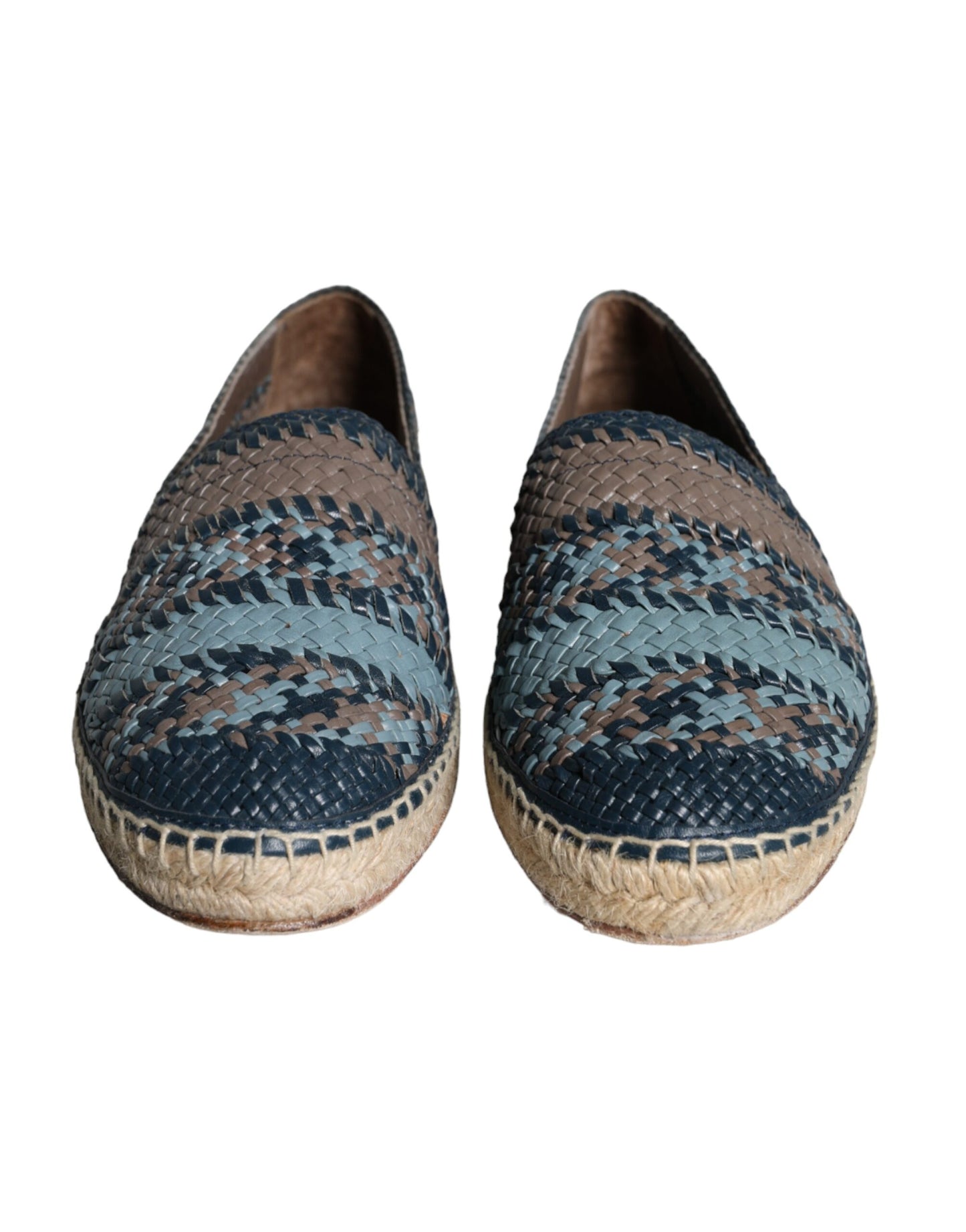 Dolce & Gabbana Blaugraue gewebte Leder Espadrille-Schuhe von Buffalo