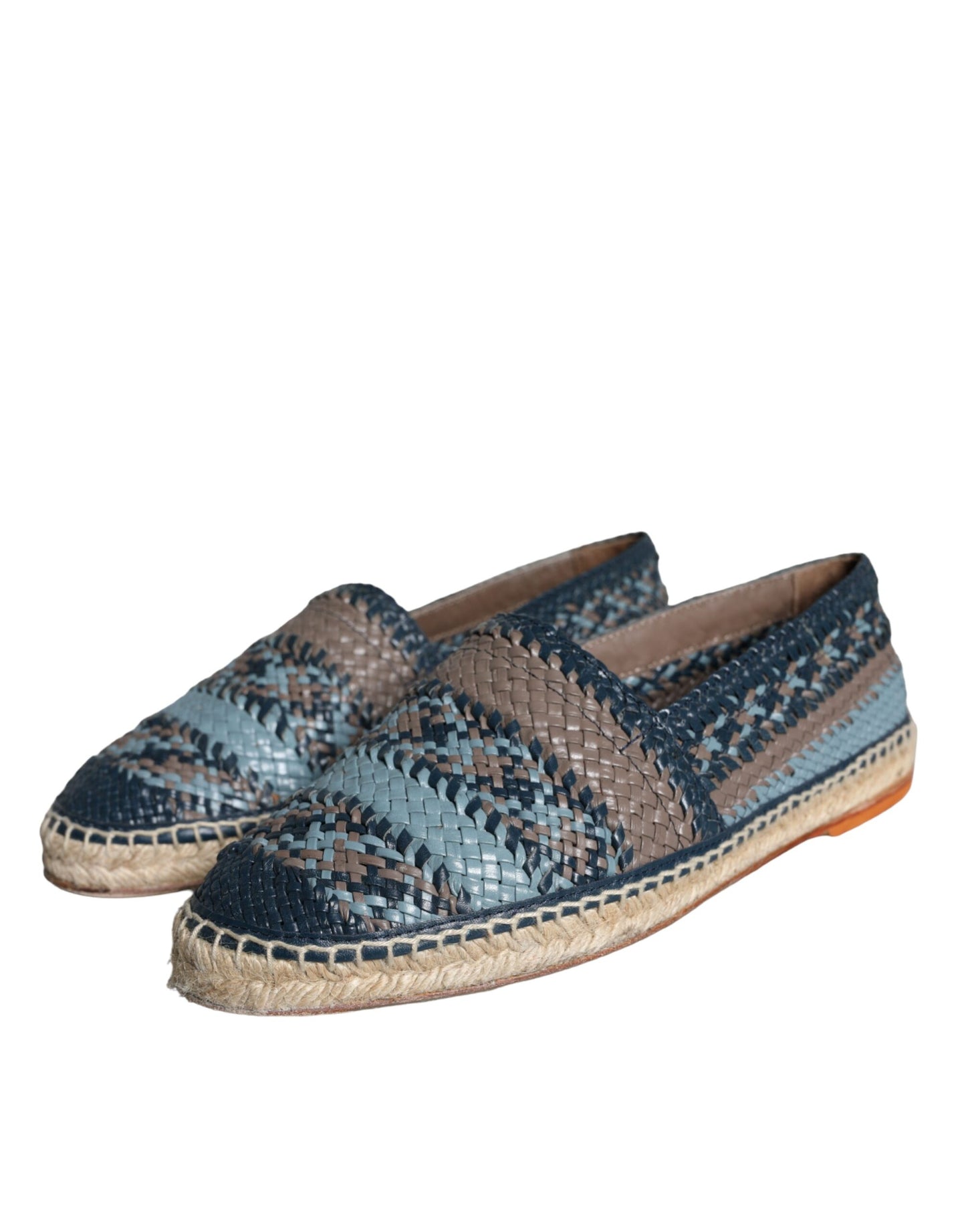 Dolce & Gabbana Blaugraue gewebte Leder Espadrille-Schuhe von Buffalo