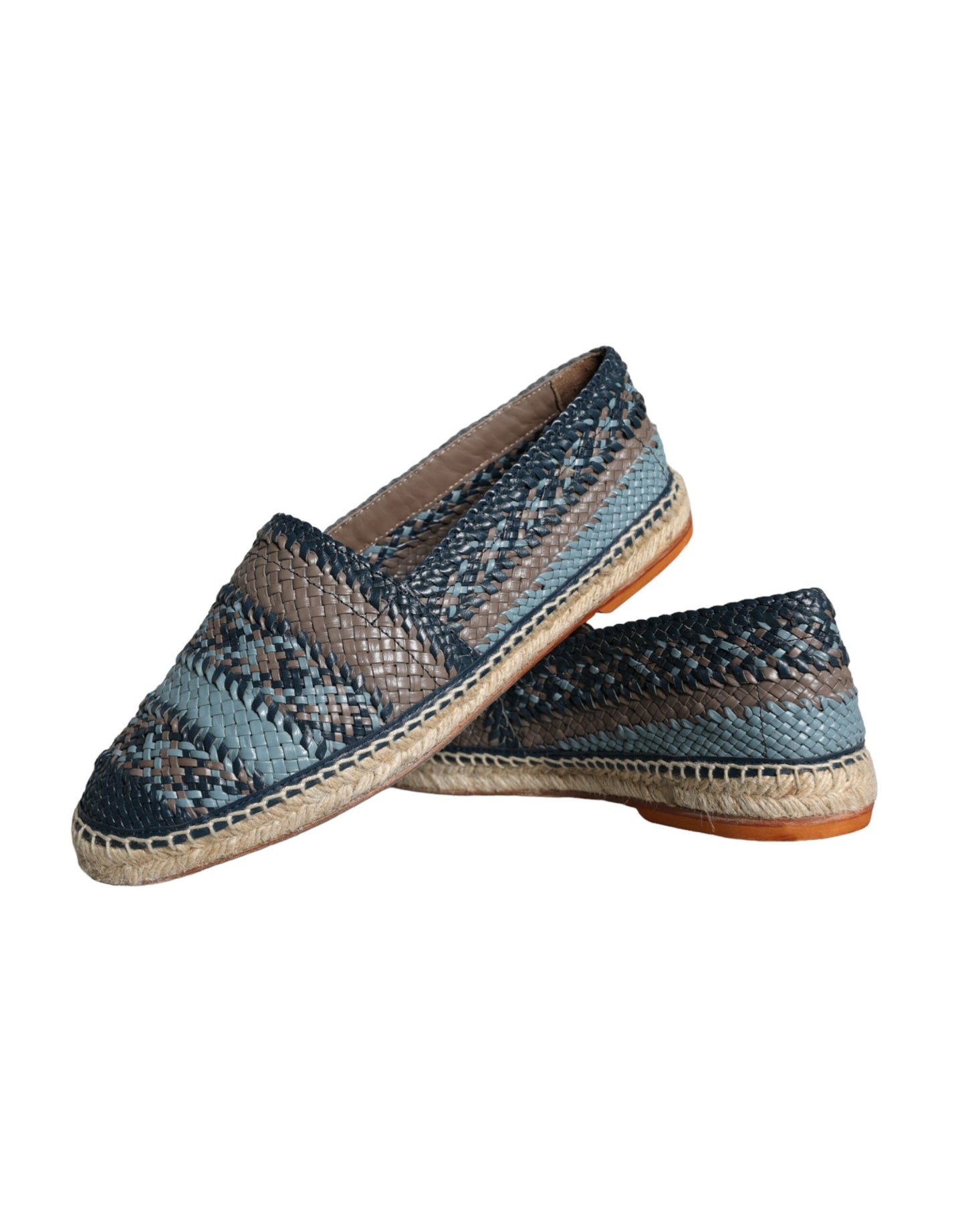 Dolce & Gabbana Blaugraue gewebte Leder Espadrille-Schuhe von Buffalo