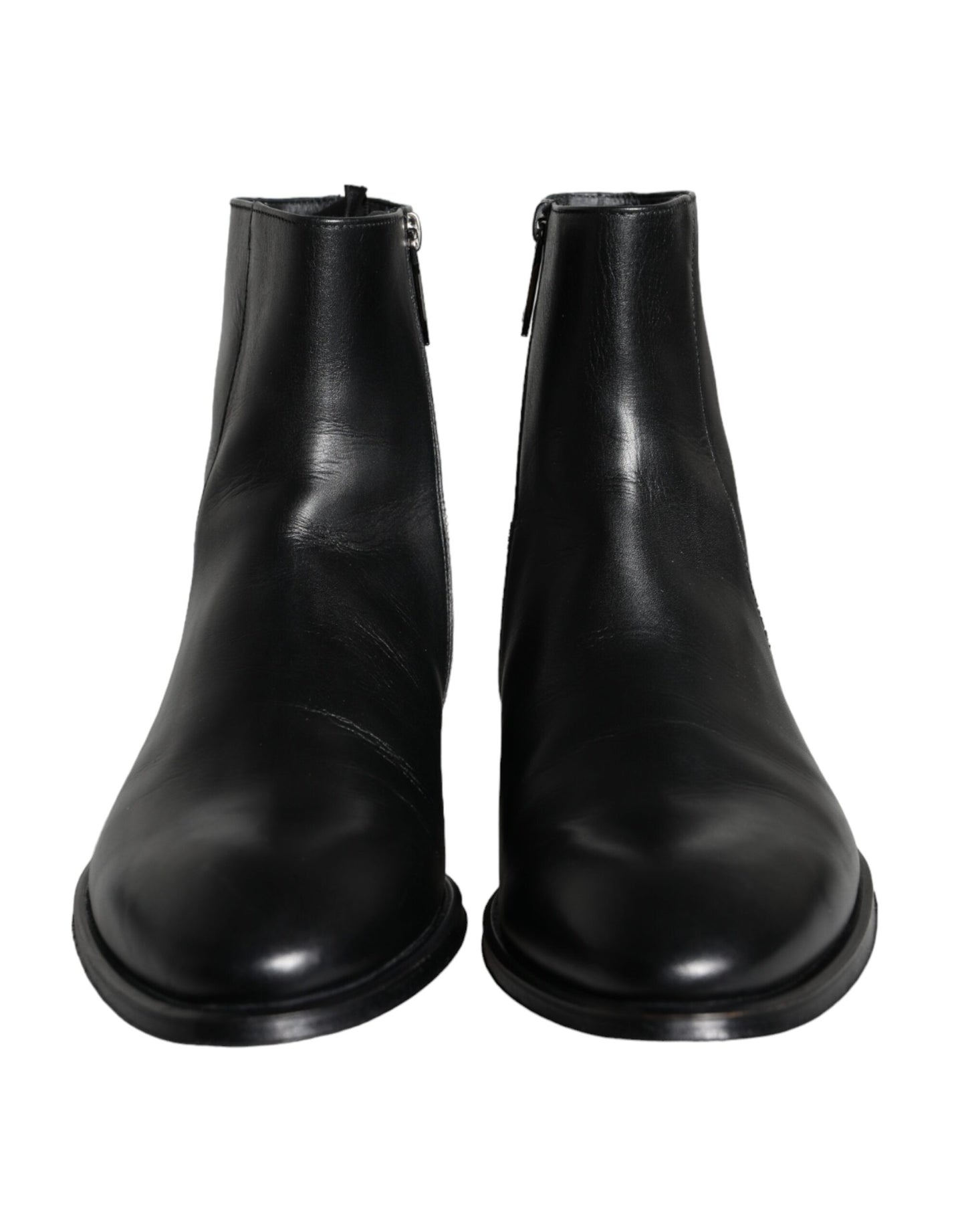 Dolce & Gabbana Schwarzes Kalbsleder Herrenstiefel Herrenschuhe