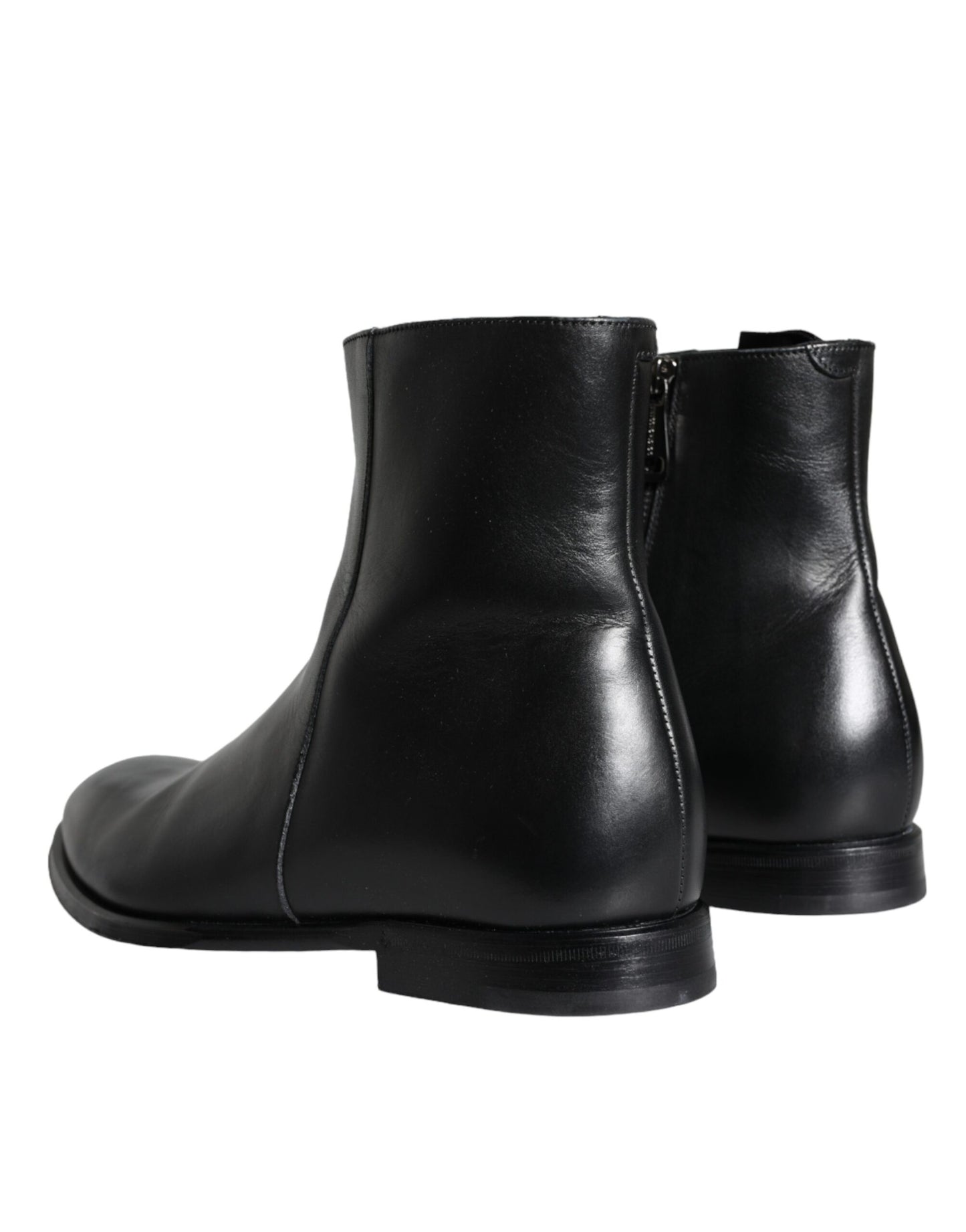 Dolce & Gabbana Schwarzes Kalbsleder Herrenstiefel Herrenschuhe