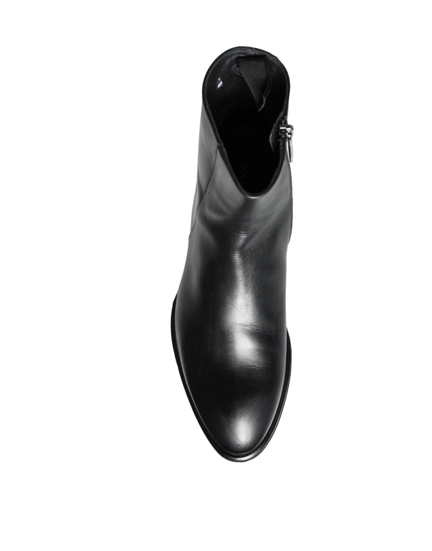 Dolce & Gabbana Schwarzes Kalbsleder Herrenstiefel Herrenschuhe