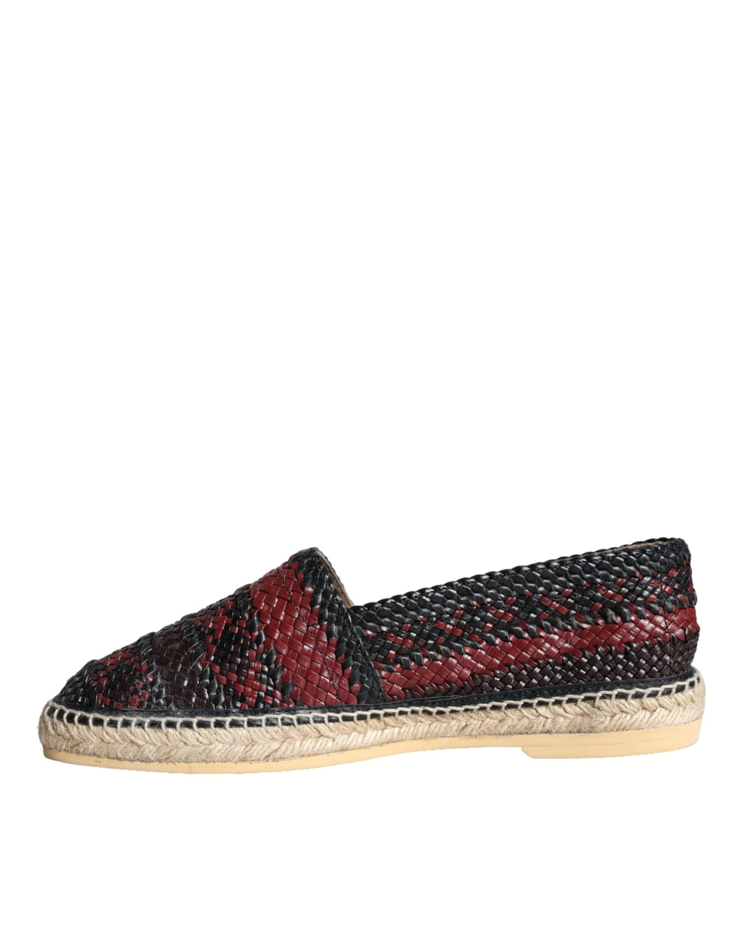 Dolce & Gabbana Schwarz kastanienbraunes gewebtes Leder Buffalo Herren Espadrille Schuhe