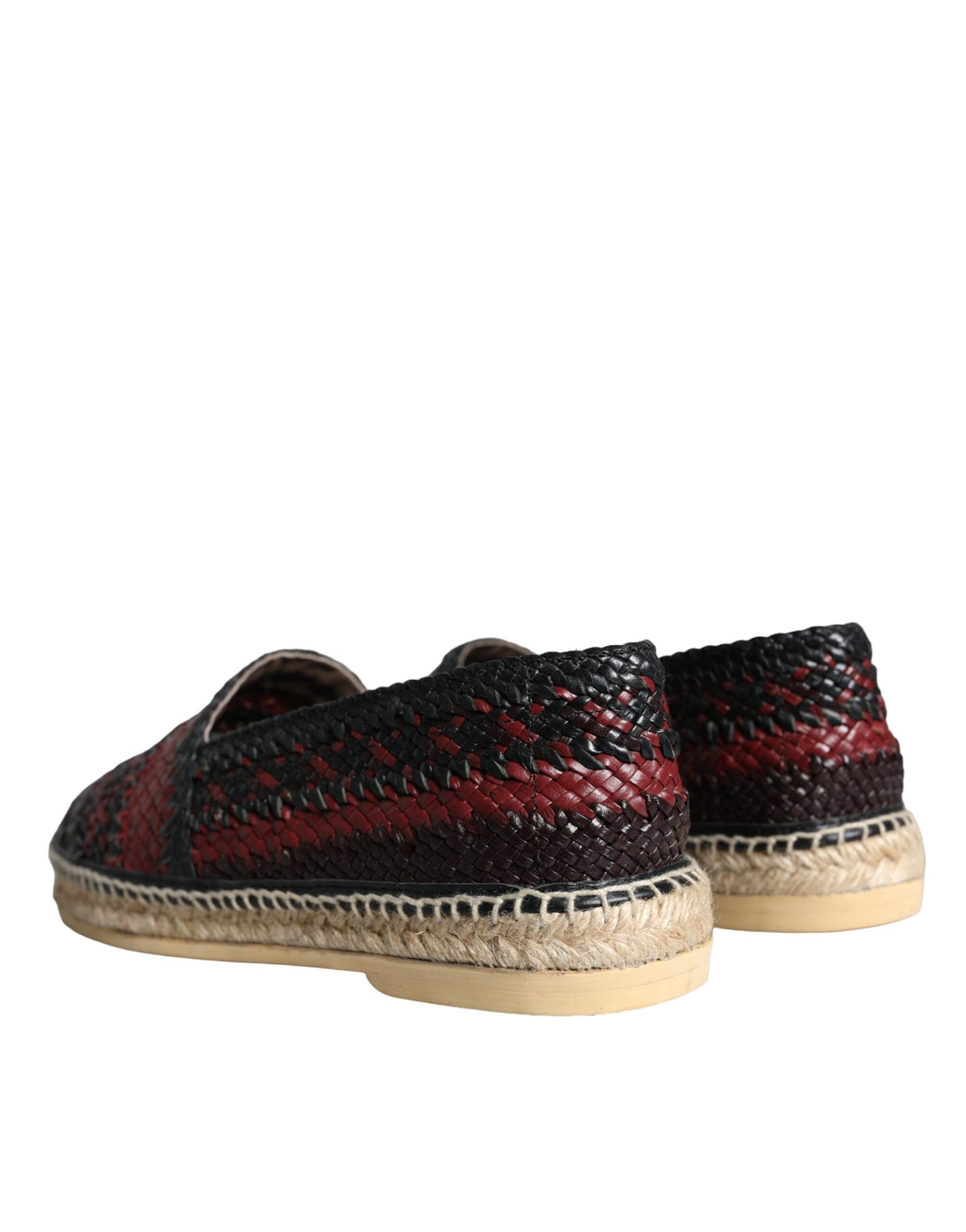 Dolce & Gabbana Schwarz kastanienbraunes gewebtes Leder Buffalo Herren Espadrille Schuhe