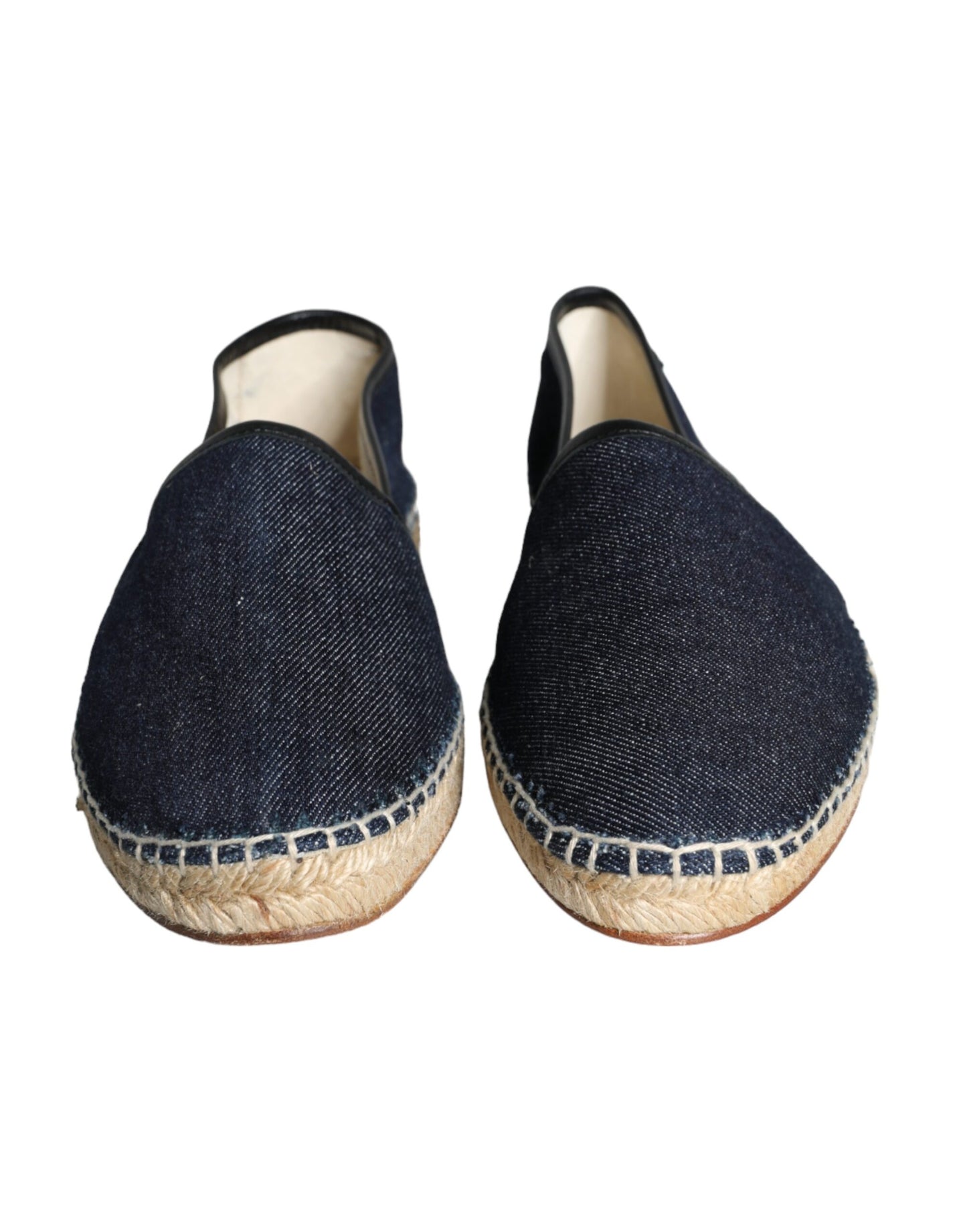 Dolce & Gabbana Blaue Denim Baumwolle Leder Espadrilles Schuhe