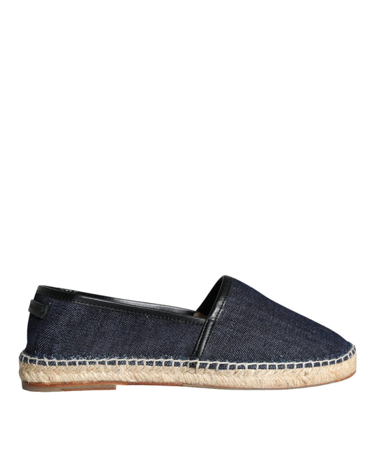 Dolce & Gabbana Blaue Denim Baumwolle Leder Espadrilles Schuhe