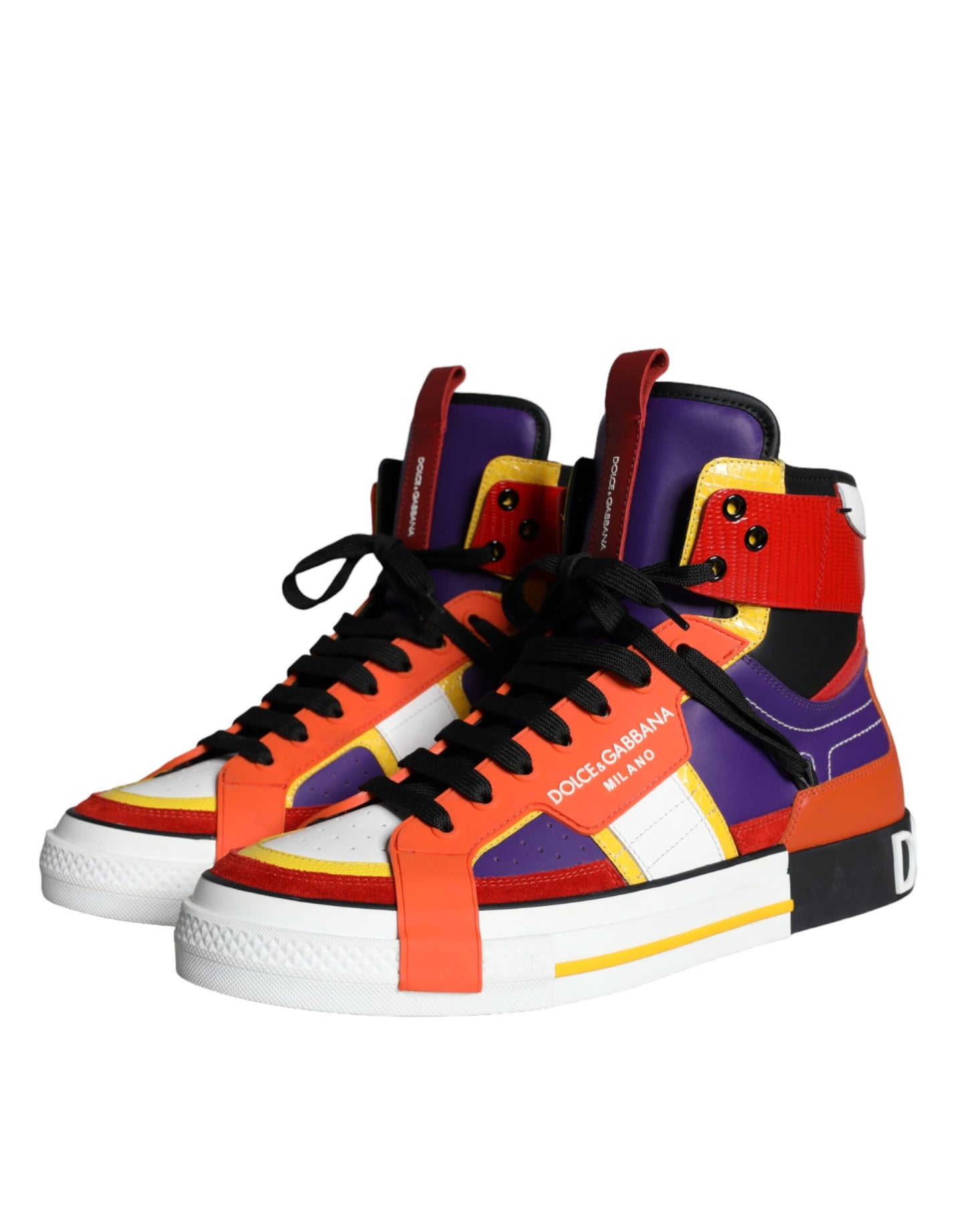 Dolce & Gabbana Multicolor Leder High Top Sneakers Schuhe