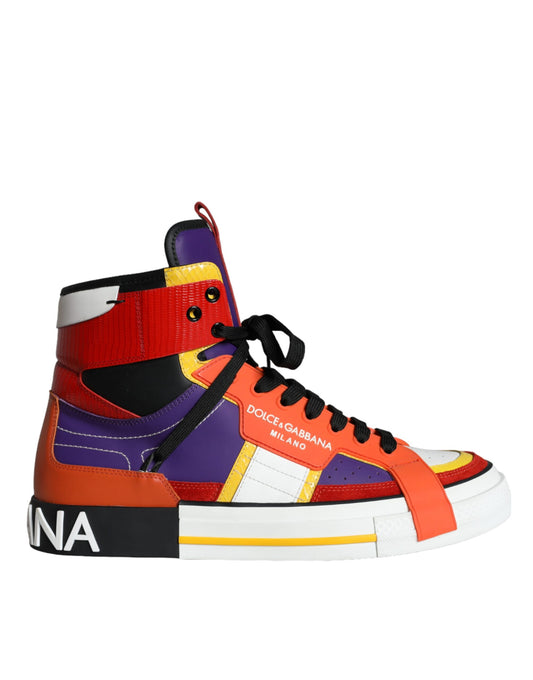 Dolce & Gabbana Multicolor Leder High Top Sneakers Schuhe