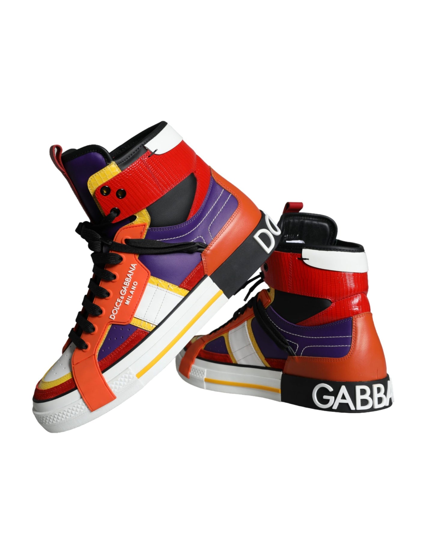 Dolce & Gabbana Multicolor Leder High Top Sneakers Schuhe