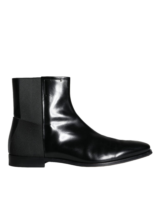 Dolce & Gabbana Schwarzes Kalbsleder Herrenstiefel Herrenschuhe