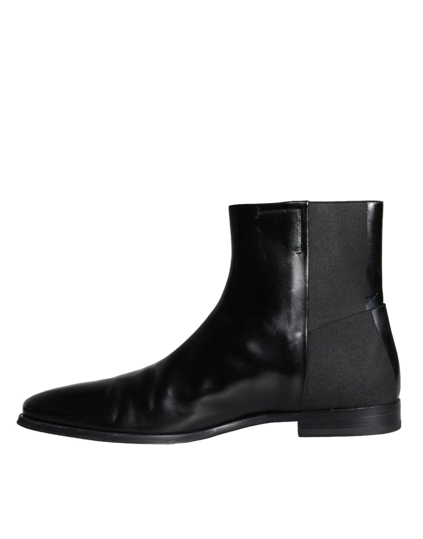 Dolce & Gabbana Schwarzes Kalbsleder Herrenstiefel Herrenschuhe