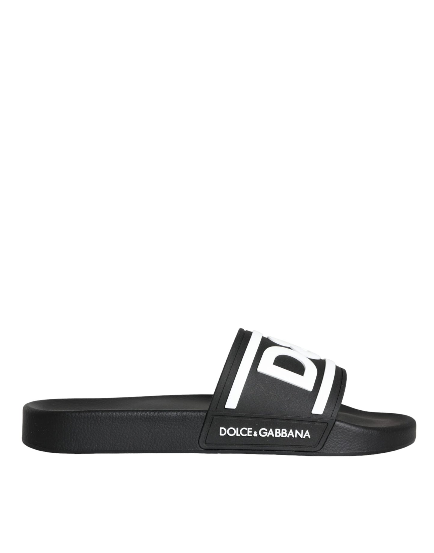 Dolce & Gabbana Schwarz Weiß Sandalen Gummi Beachwear Schuhe