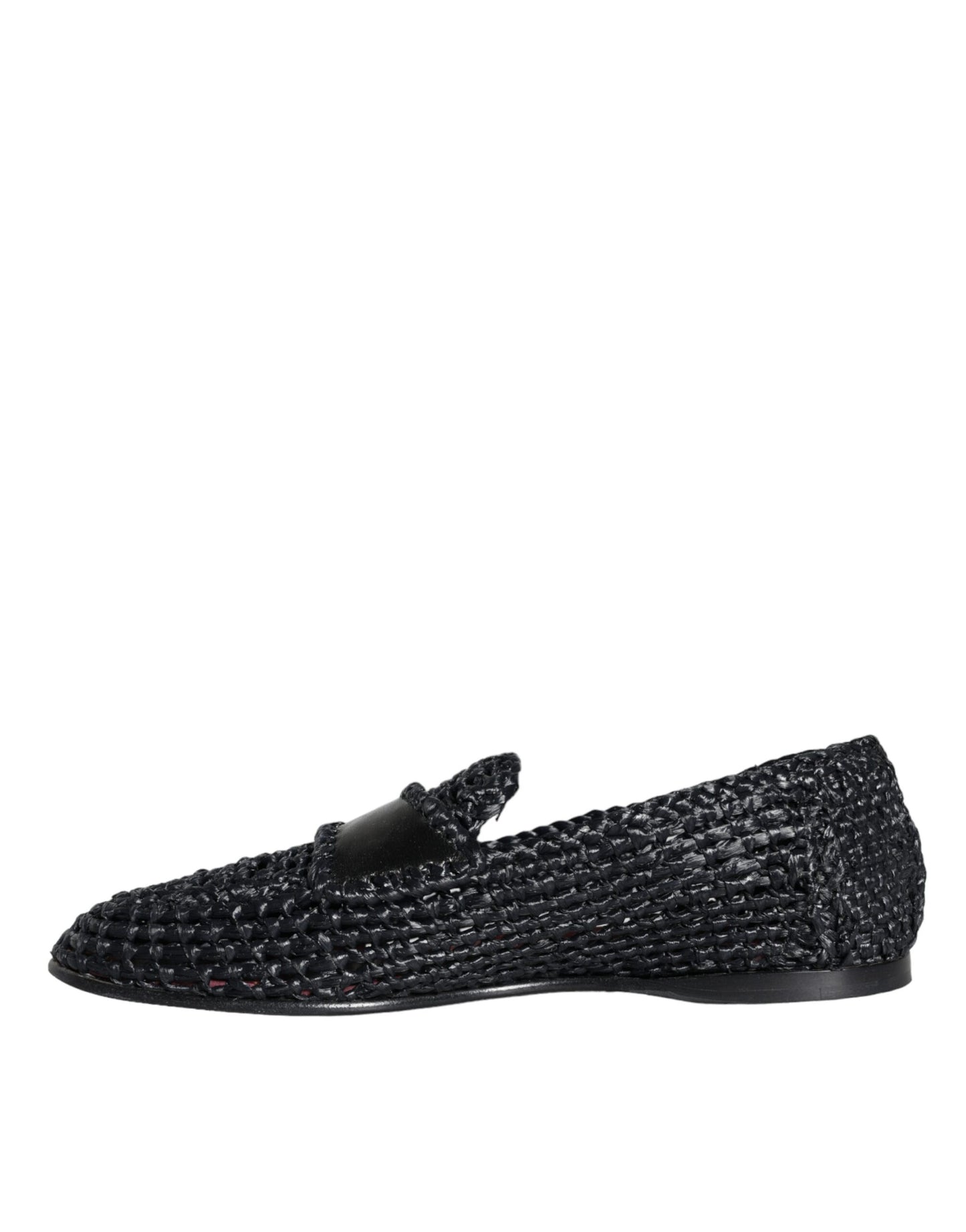 Dolce & Gabbana Schwarz gewebt Raffia Slip On Loafers Männer Schuhe