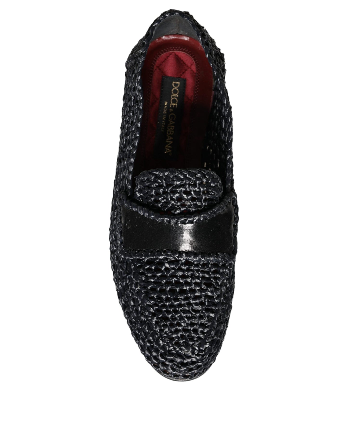 Dolce & Gabbana Schwarz gewebt Raffia Slip On Loafers Männer Schuhe