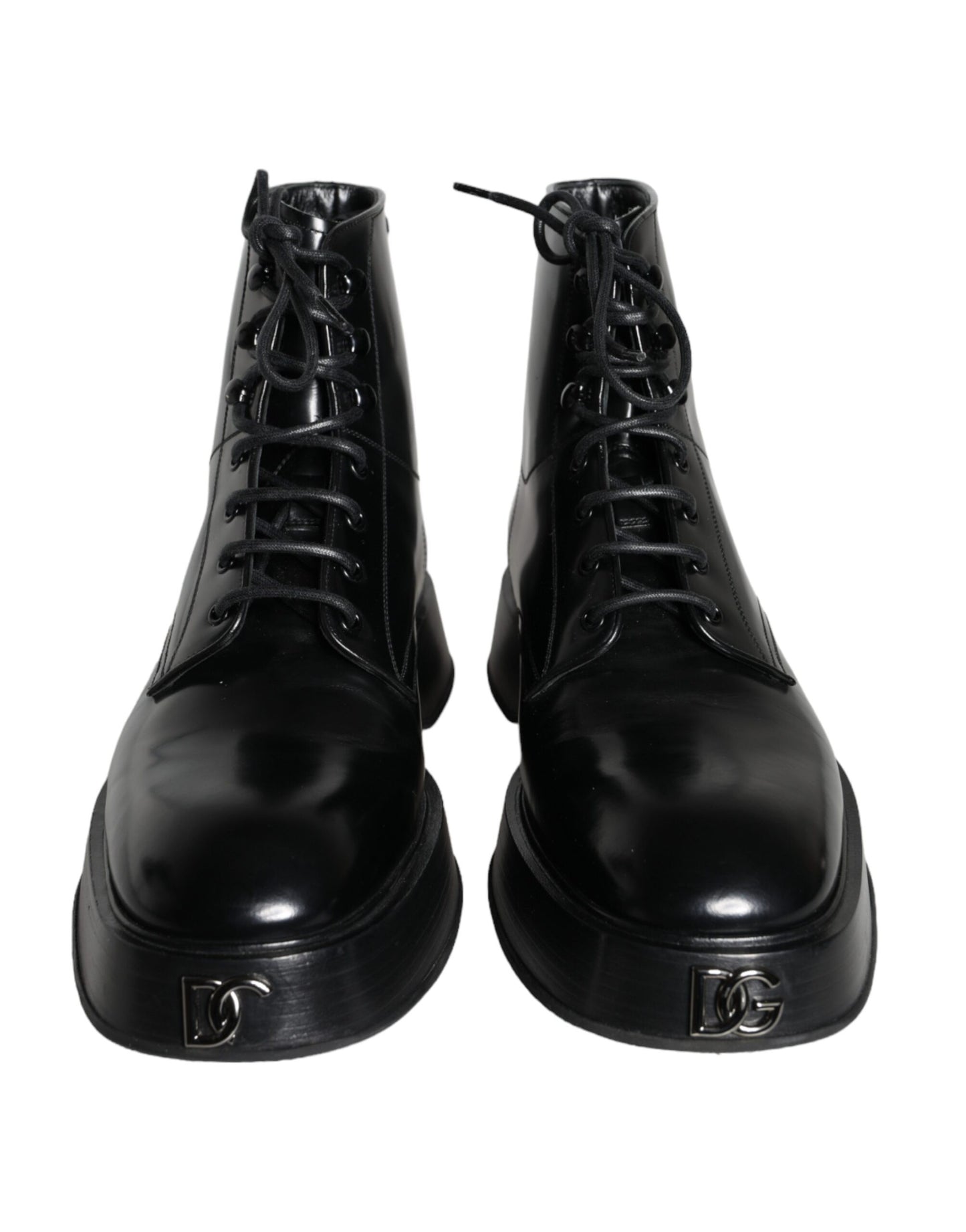 Dolce & Gabbana Schwarze Leder Schnürstiefel Männer Schuhe