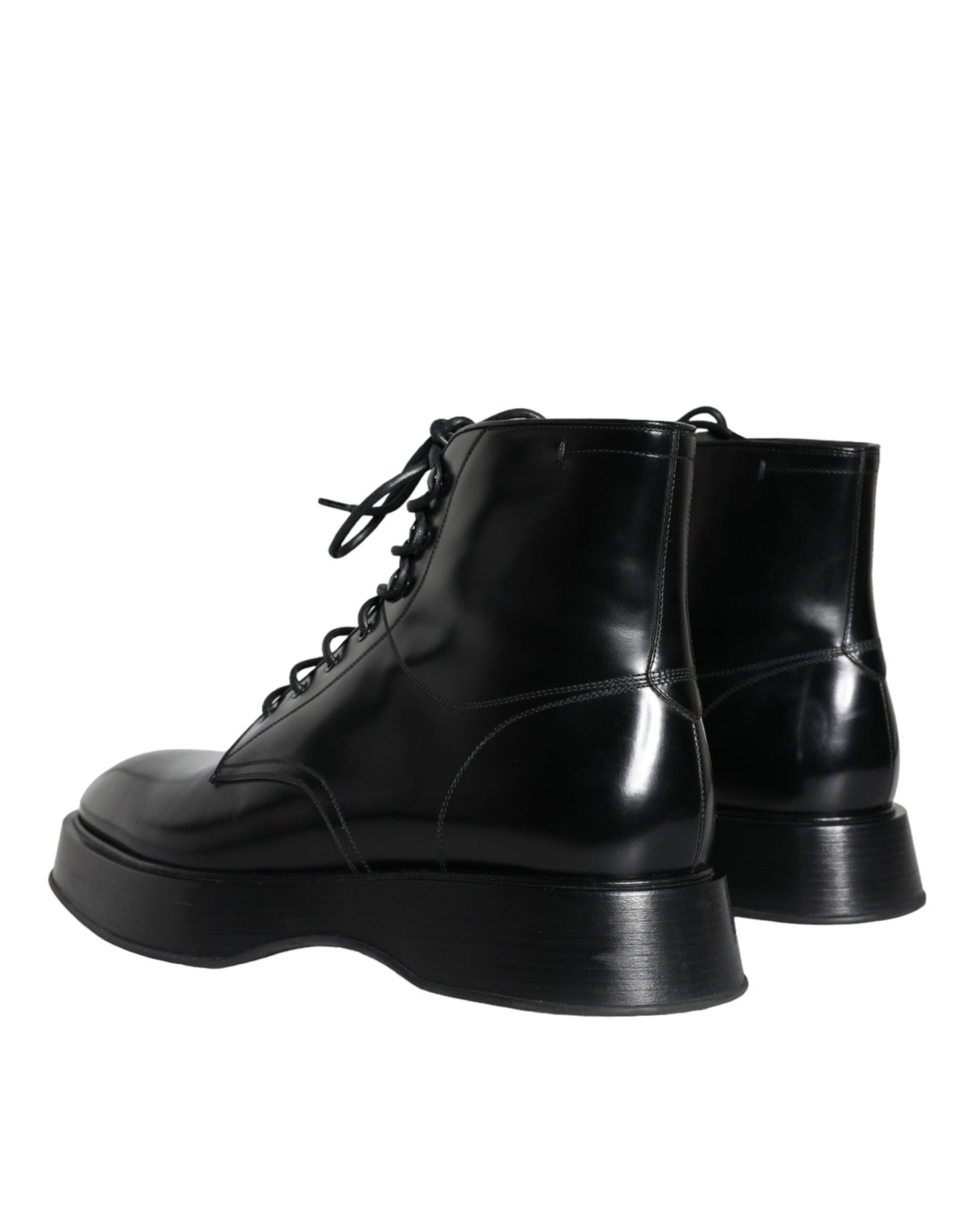 Dolce & Gabbana Schwarze Leder Schnürstiefel Männer Schuhe